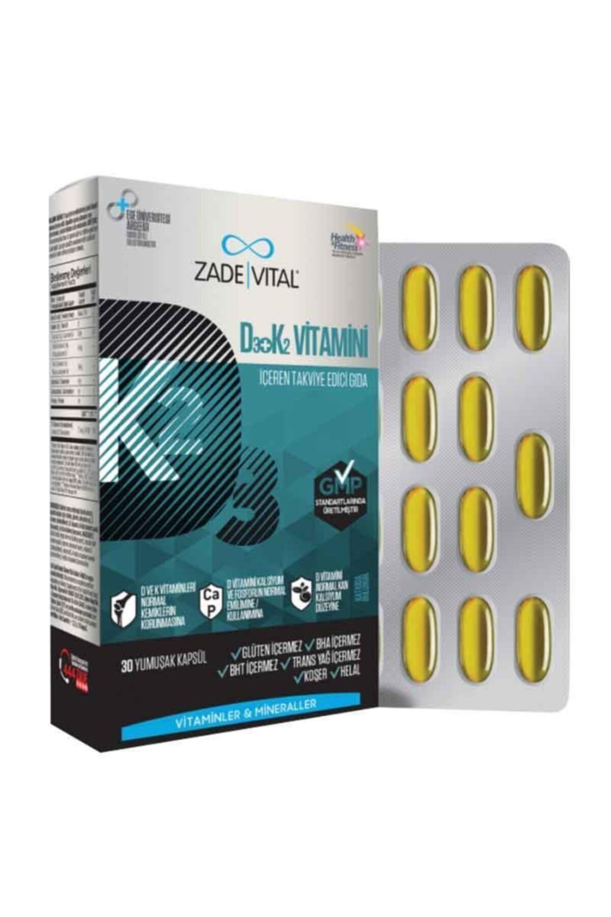 Zade Vital D3 + K2 Vitamini Içeren Takviye Edici Gıda 30 Yumuşak Kapsül