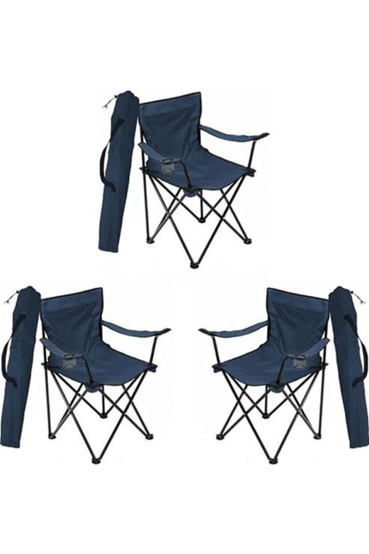 Toysan Katlanır Çantalı Lacivert Kamp Sandalyesi 3 Adet