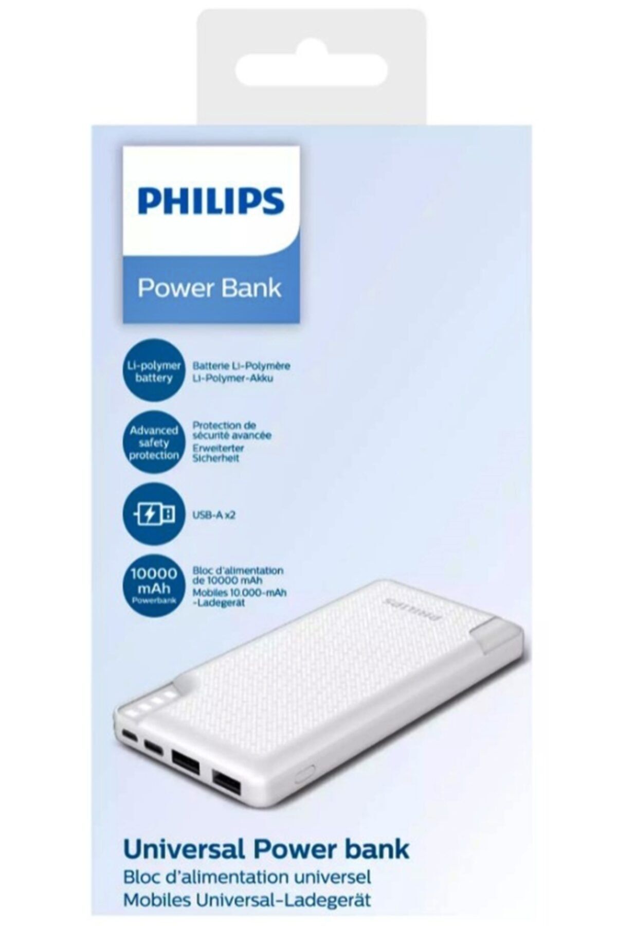Philips DLP2010NW 10.000 mAh Power Bank Beyaz (2 Çıkış)