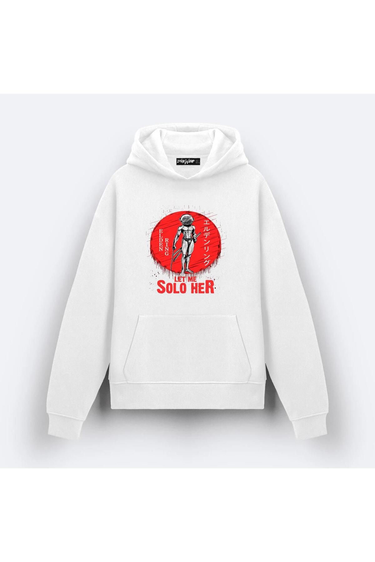 ZOKAWEAR Let me solo her Elden Ring Tasarım Baskılı Kapüşonlu Sweatshirt