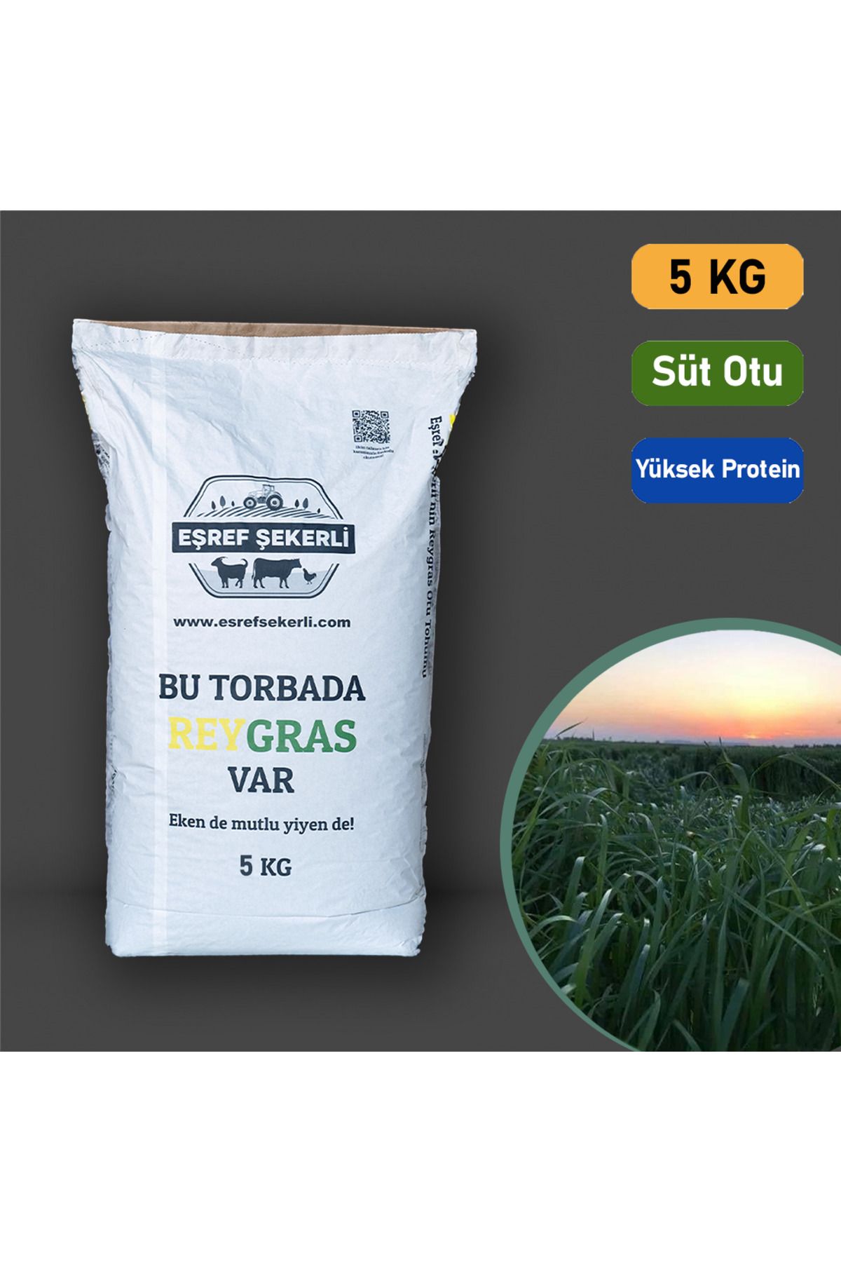 EŞREF ŞEKERLİ Rye Grass, Reygras Otu, Italyan Çimi (süt Otu) Tohumu 5 Kg