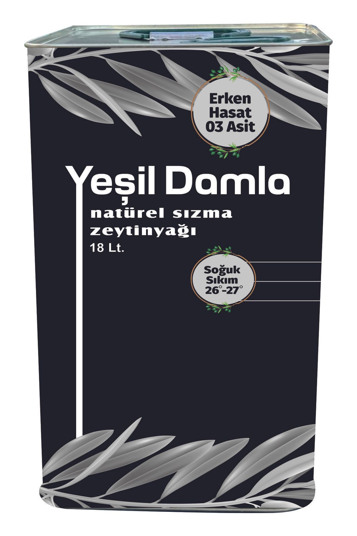 YEŞİLHASAT Yeşil Damla Soğuk Sıkım 03 Asit Natürel Sızma Zeytinyağı 18 Lt
