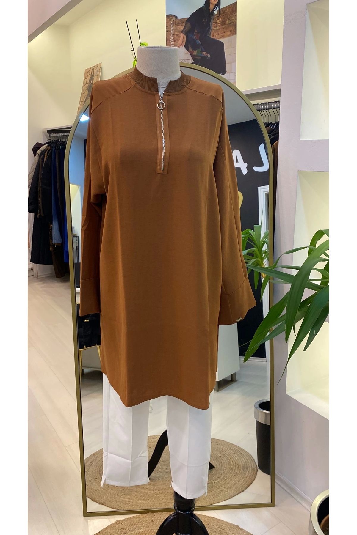 Invee İnvee Fermuarlı Tunik KAHVE 6809