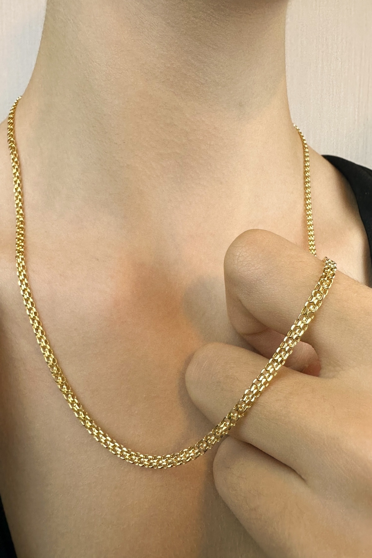 Kraftiva Jewelry 14 Ayar Altın Bismark Zincir Kolye