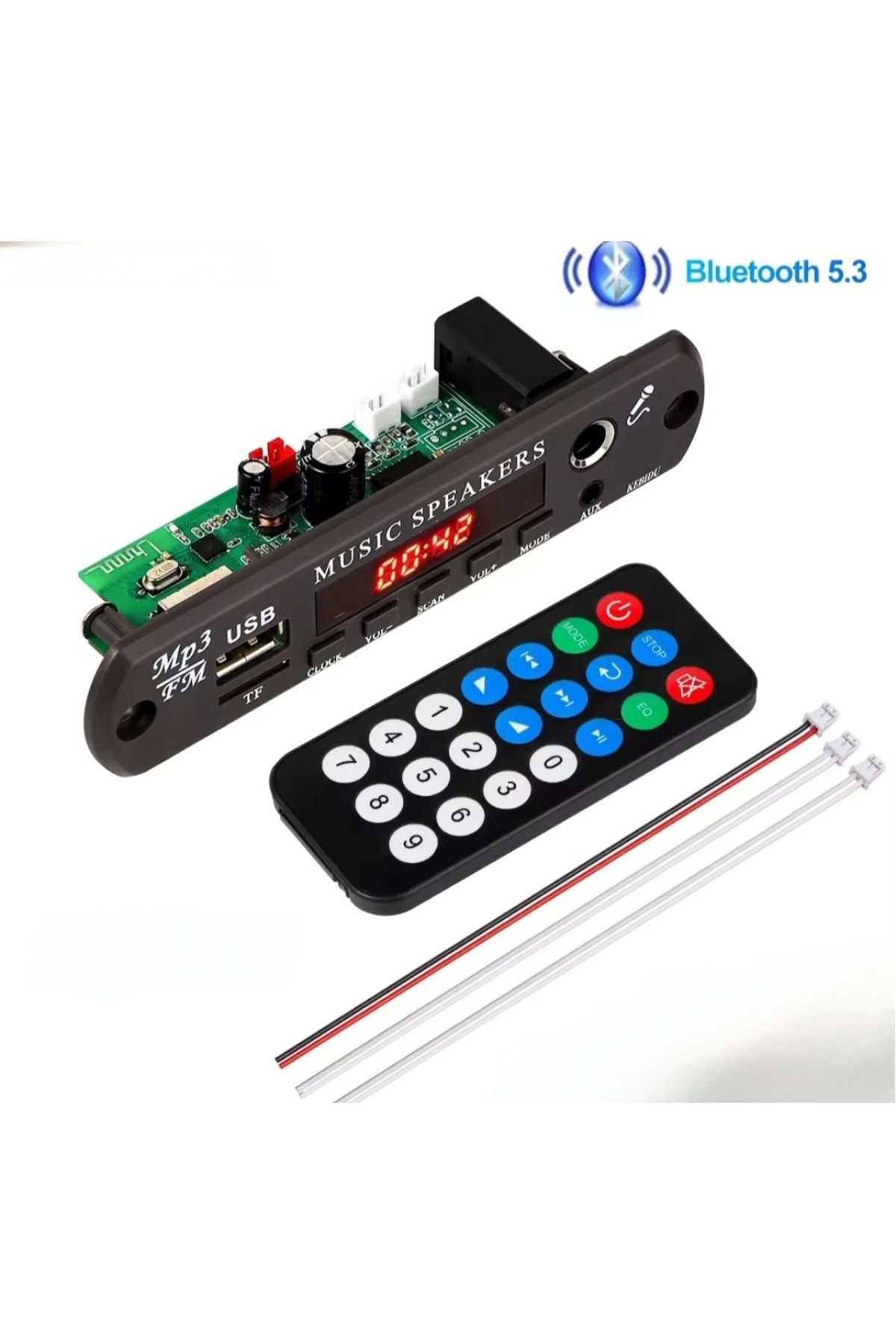 KESEROĞLU 60W Amplifikatör Bluetooth 5.3 MP3 WM? ??? Dekoder Kurulu Ekran Mikrofon 12V Araba FM Radyo USB