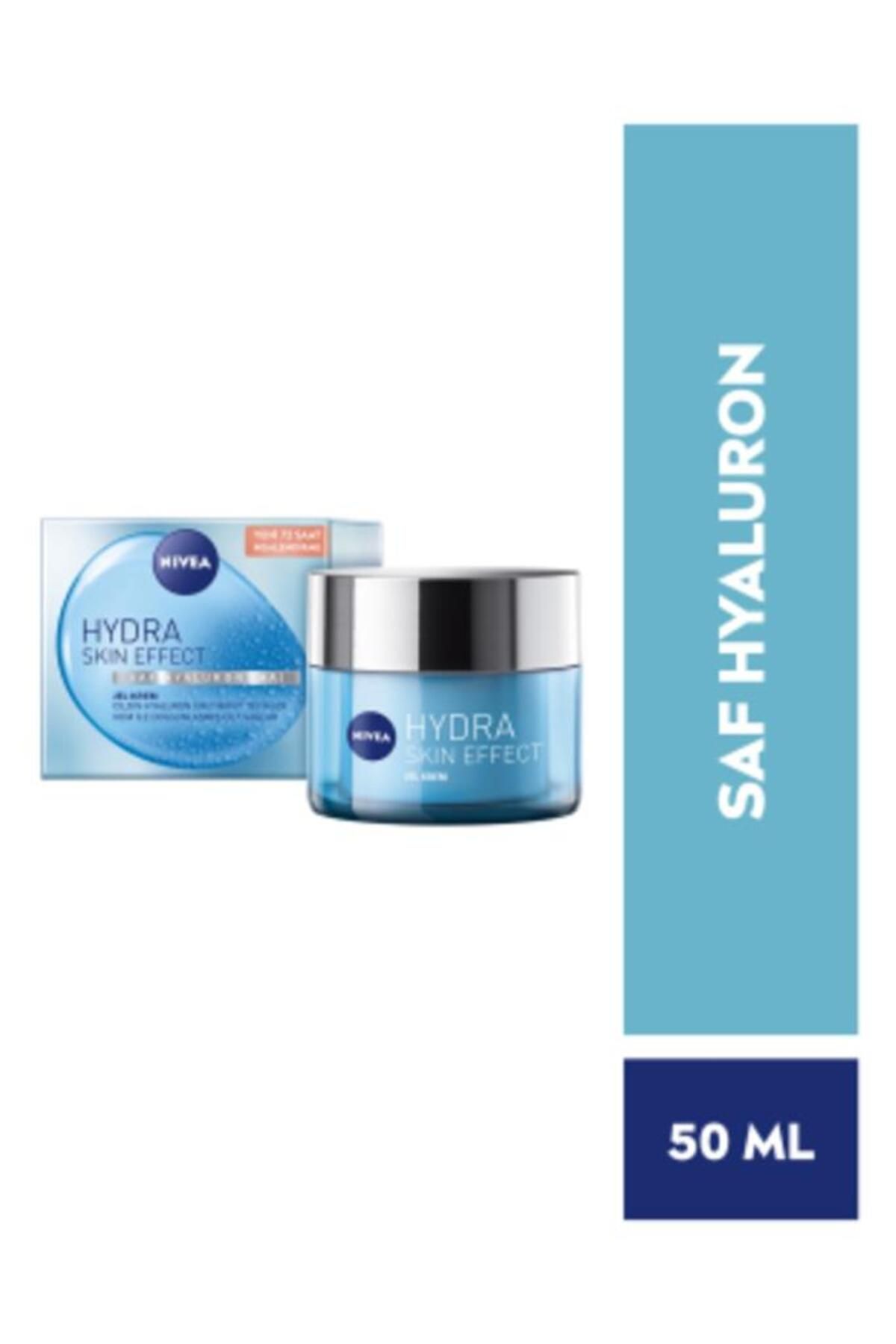 NIVEA Hydra Skin Effect Jel Krem 50ml, Saf Hyaluron, Nemlendirici, Dolgunlaştırıcı, Pürüzsüzleştirici
