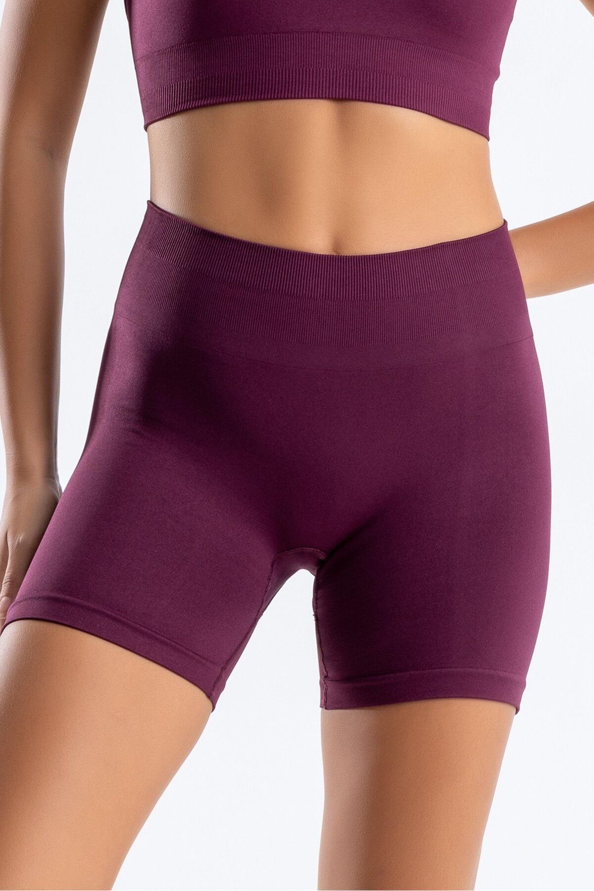 Voga Push Up Spor Şort Vişne Çürüğü