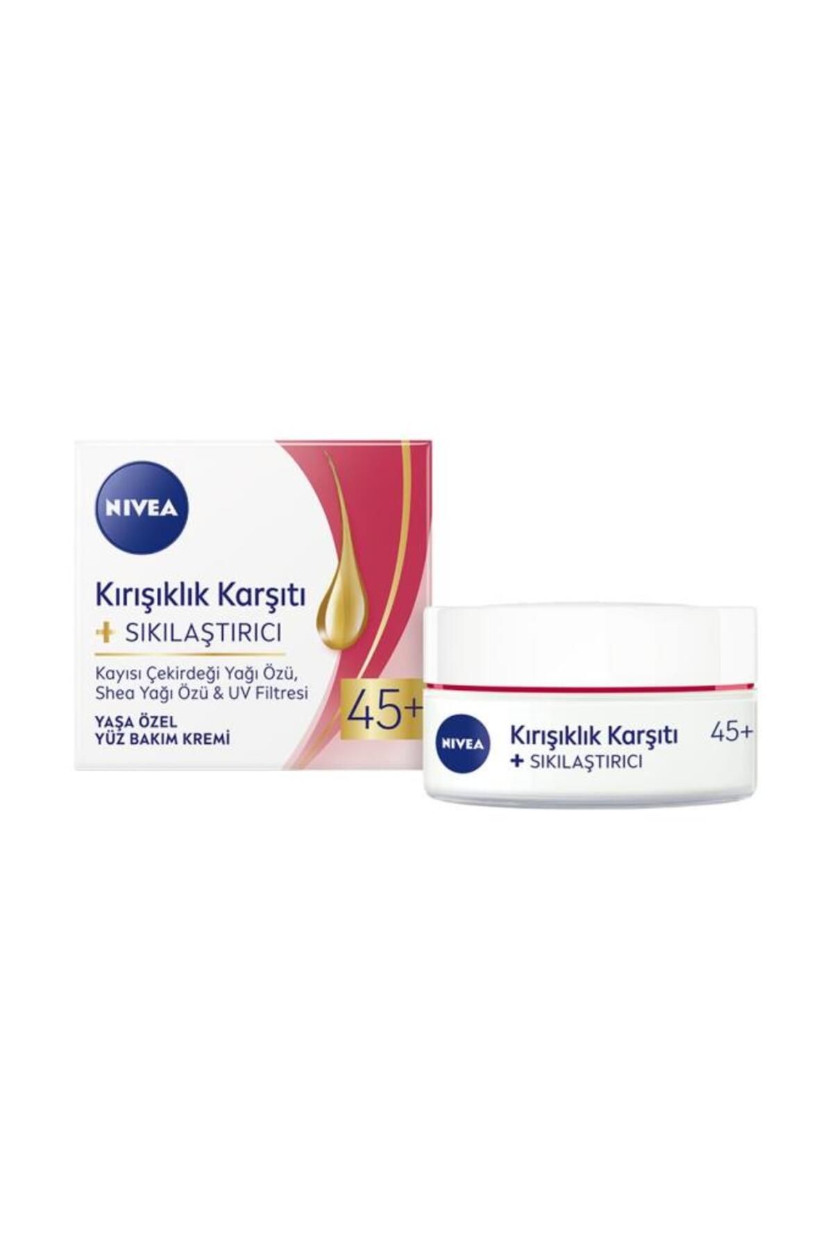 NIVEA Yaşa Özel Kırışıklık Karşıtı Yüz Bakım Kremi 50ml, Sıkılaştırıcı, Kaz Ayağı Kırışıklığı Giderici