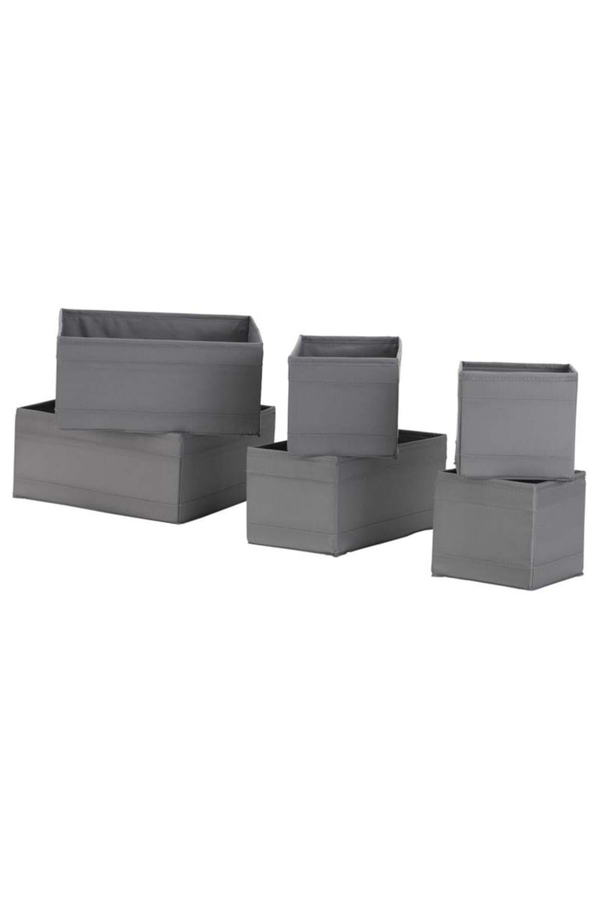 IKEA Premium Ürün Kaliteli Sağlam Dayanıklı Kumaş Dolap Çekmece Düzenleyici 6 Parça Kutu Seti SKUBB