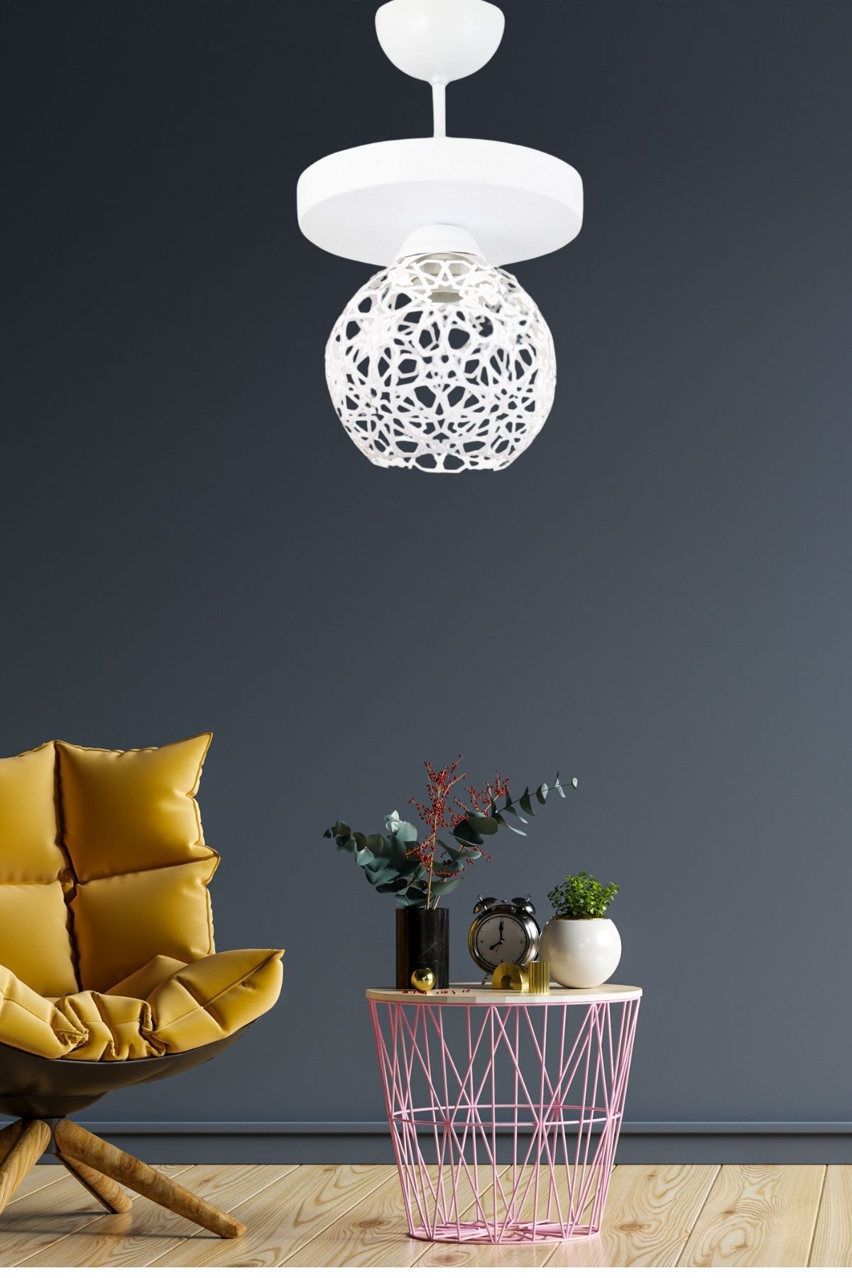 LBX LİGHTİNG BOX Yıldız Home Selçuklu Motif Tekli Beyaz Rustik Avize