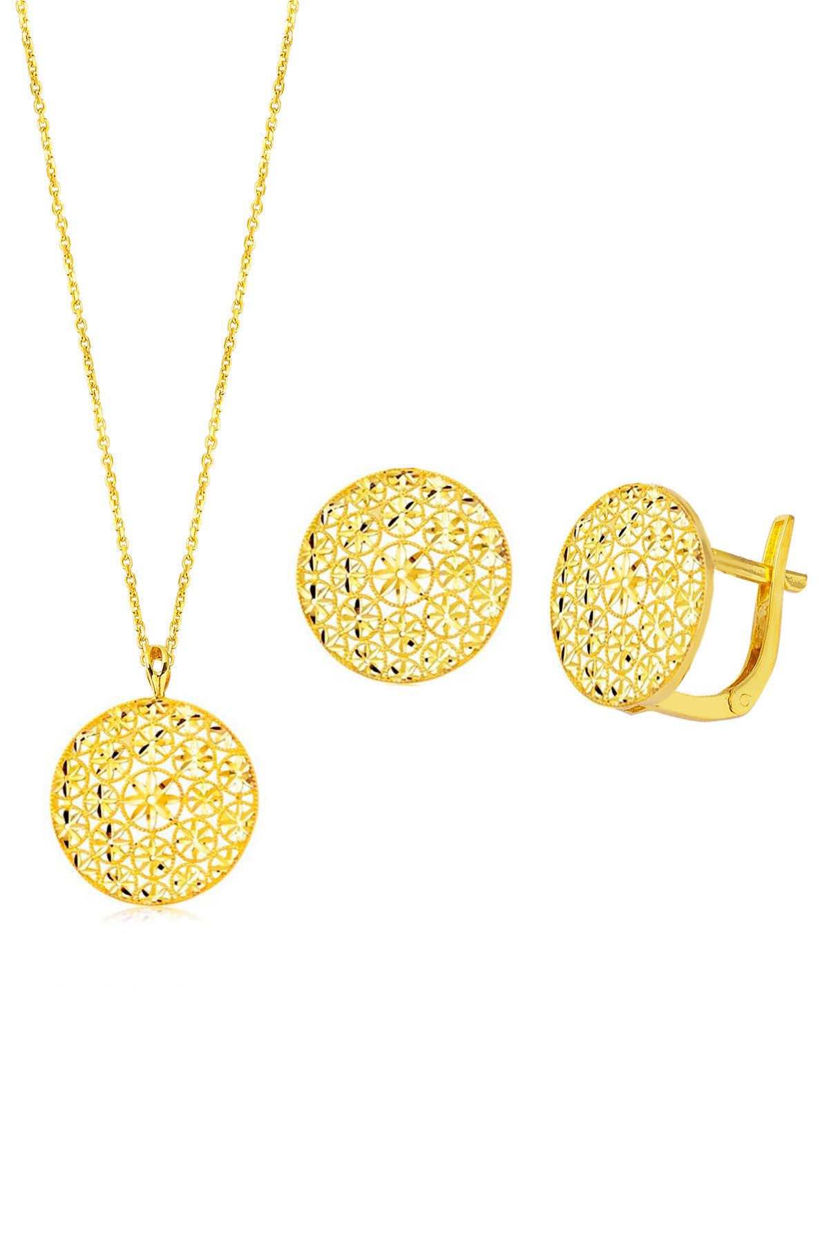 Label Yaşam Çiçeği Kolye & Küpeli 22 Ayar Set
