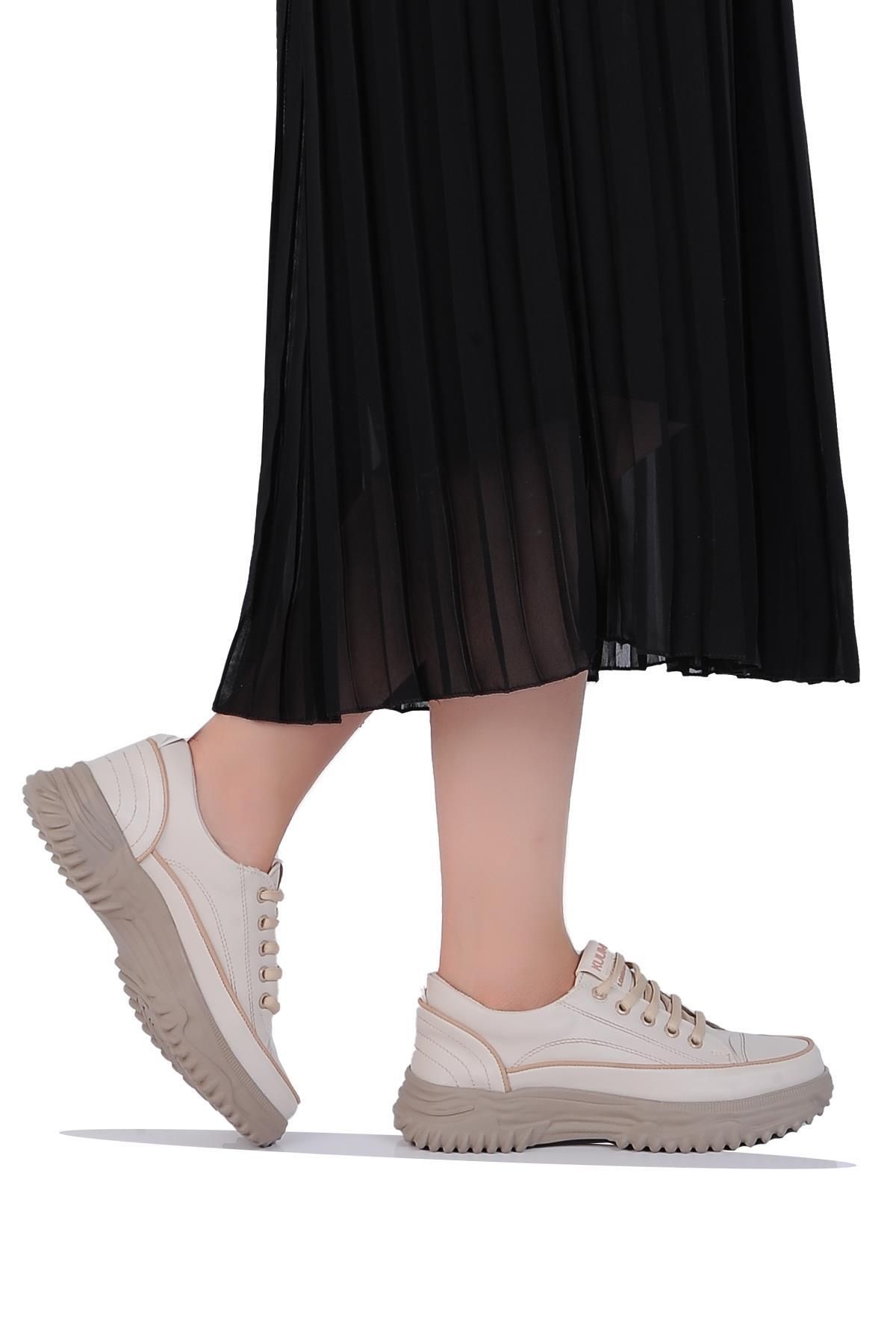 KUUM LONDON K108950 Bej Exclusıve Kadın Kışlık Casual Ayakkabı