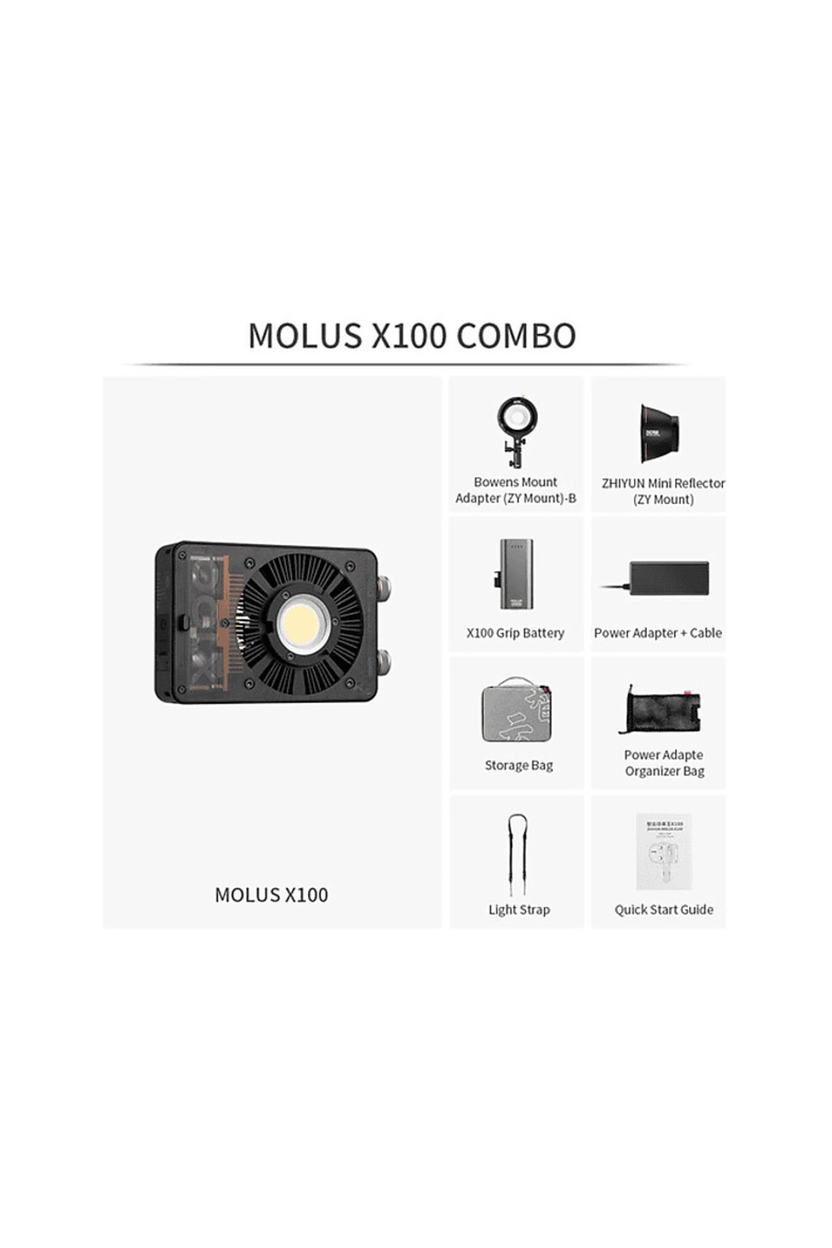 ZHIYUN Molus X100 Combo LED Işık 100 W Siyah