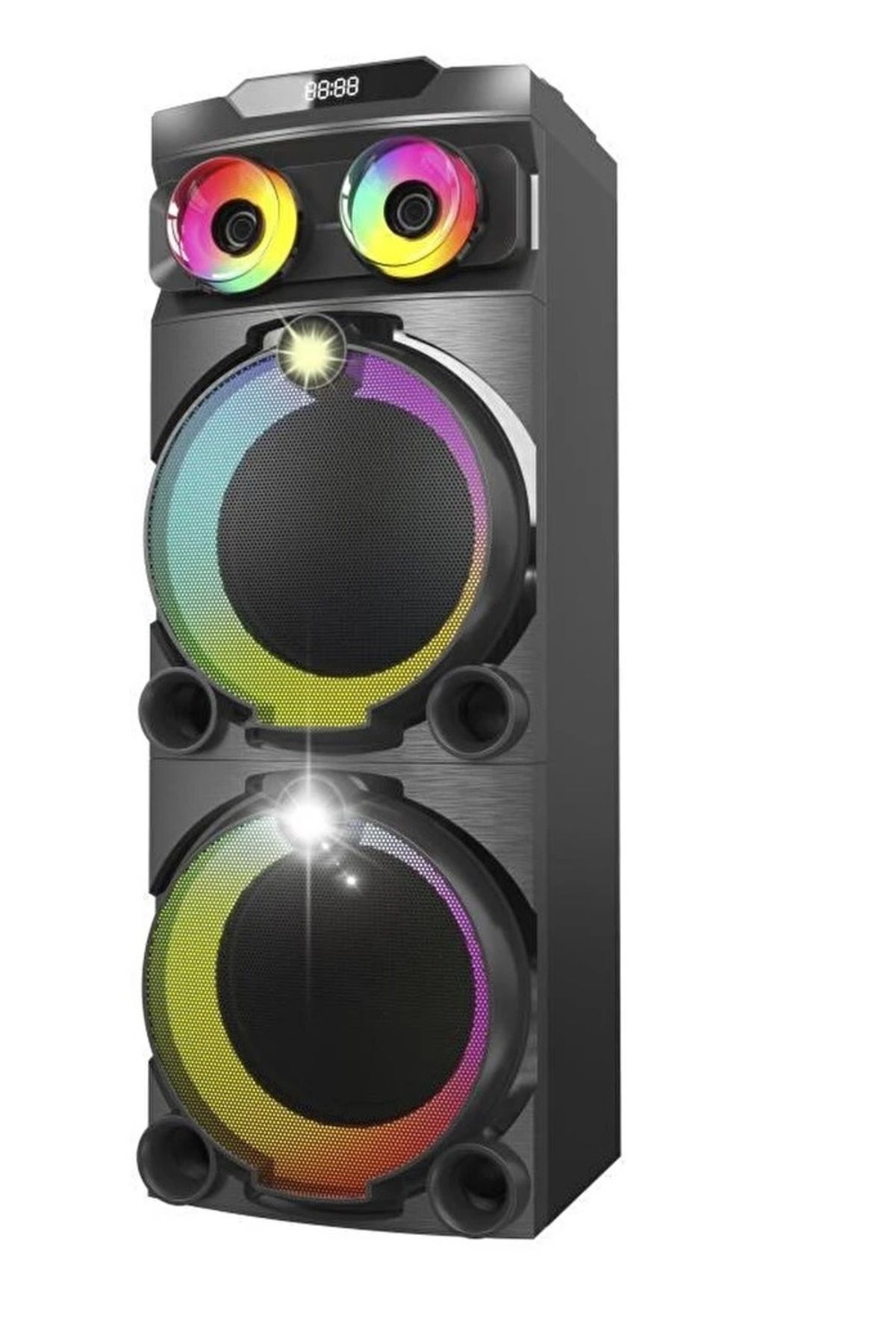 SIGHTZER DEV PARTY SPEAKER ÇİFT KABLOSUZ MİKROFONLU ŞARJLI BLUETOOTH HOPARLÖR RGB IŞIKLI UZAKTAN KUMANDALI