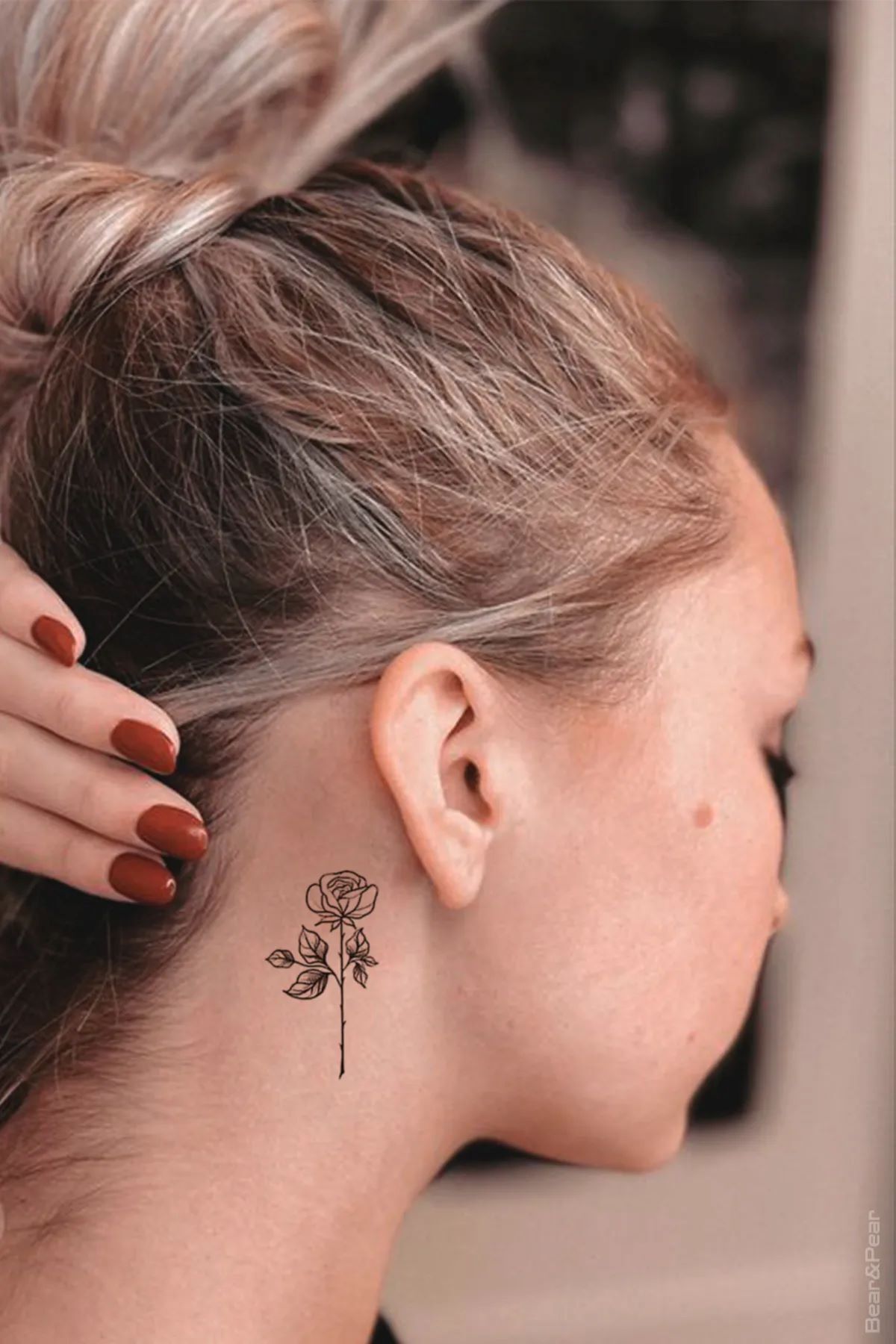 GLANZEND Gerçek Dövme Görünümlü Gül Modelli 3 Boyutlu Tattoo