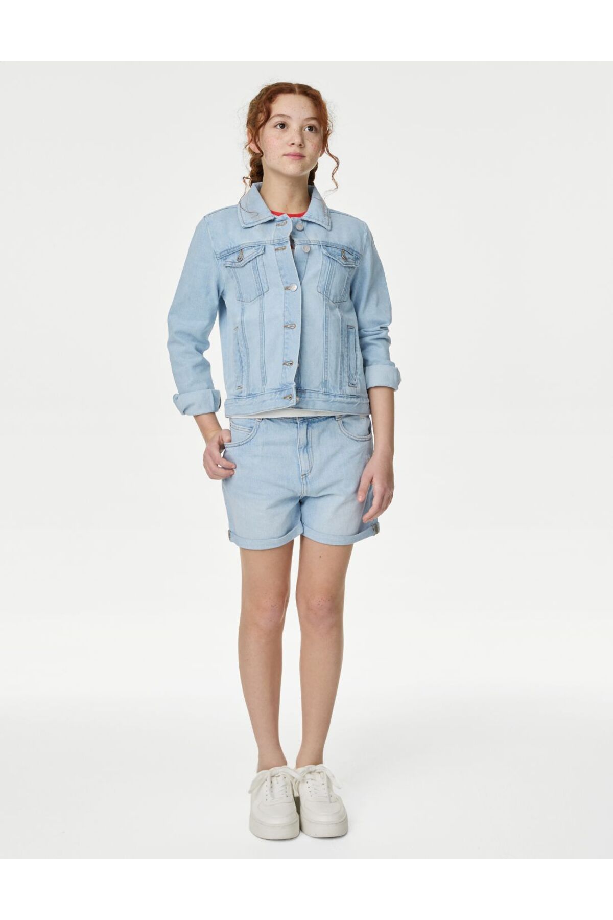 Marks & Spencer Saf Pamuklu Regular Fit Denim Şort (6-16 Yaş)
