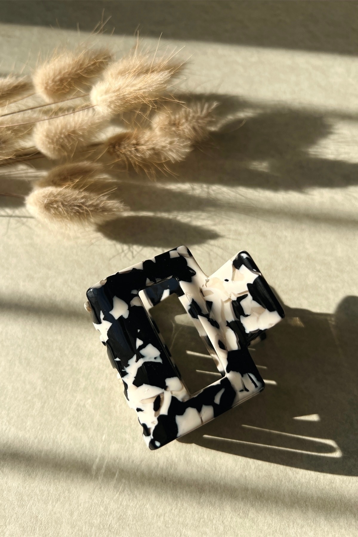 ODESE DESIGN Desenli Mandal Toka Siyah Beyaz Mermer | Saç Aksesuarları