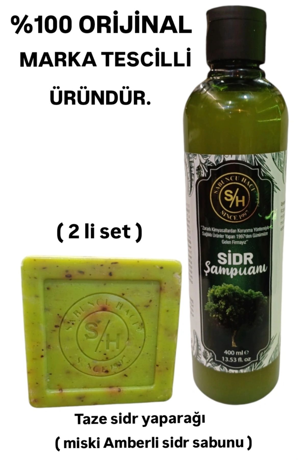 Sabuncu Hacı Es-sidre orijinal sidr miski amberli sidir sabunu +400 ml sidr şampuanı Doğal manevi terapi seti.