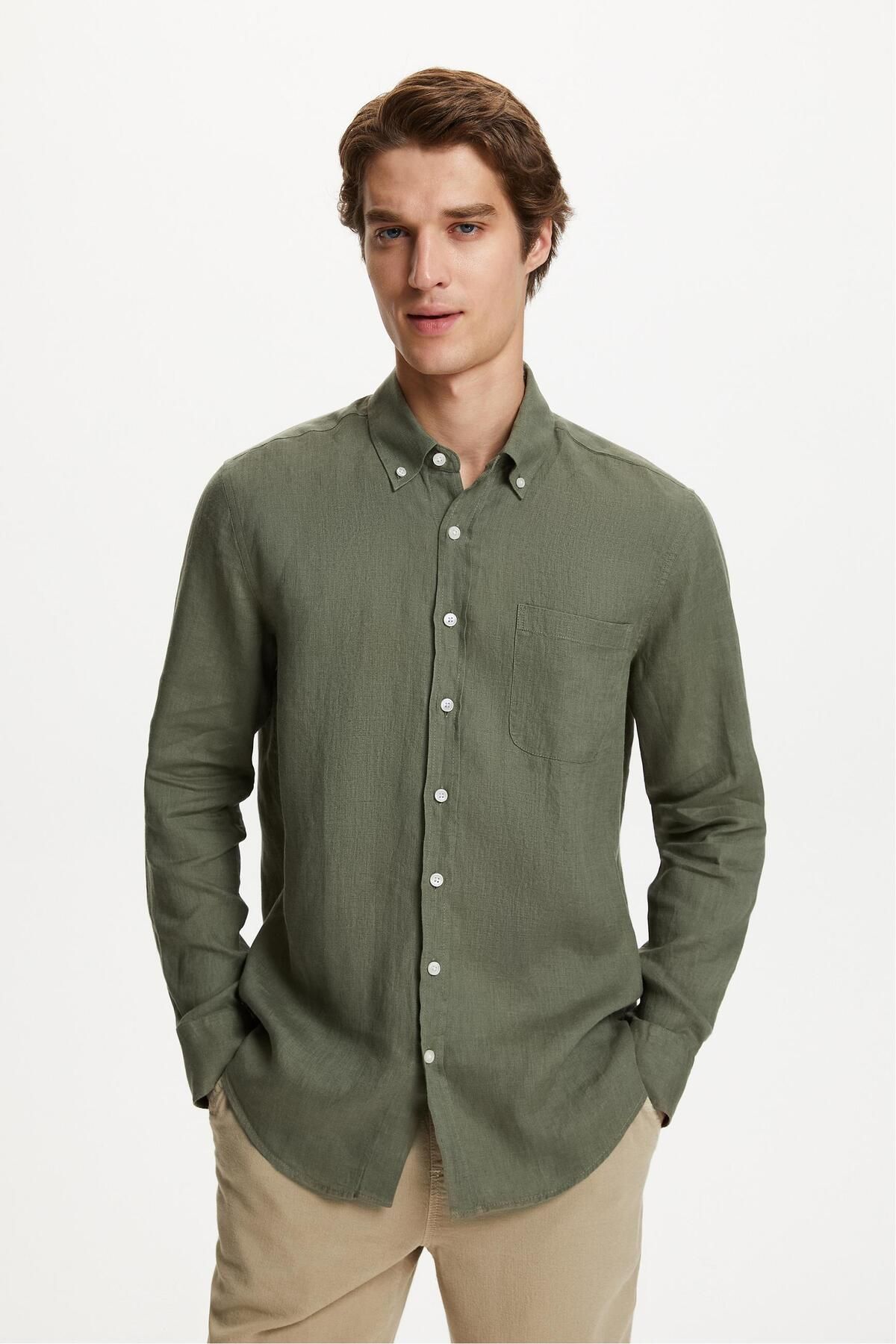 Mudo REGULAR FIT KETEN GÖMLEK