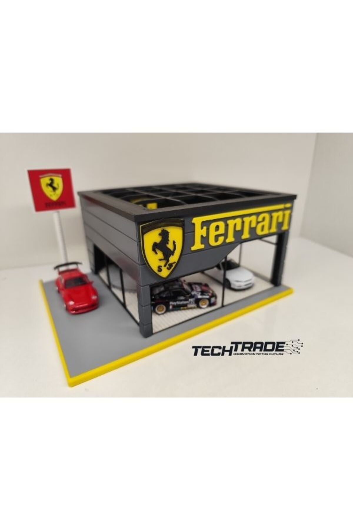Tech Trade Ferrari Diecast Showroom Garaj Diorama 1:64 Ölçek