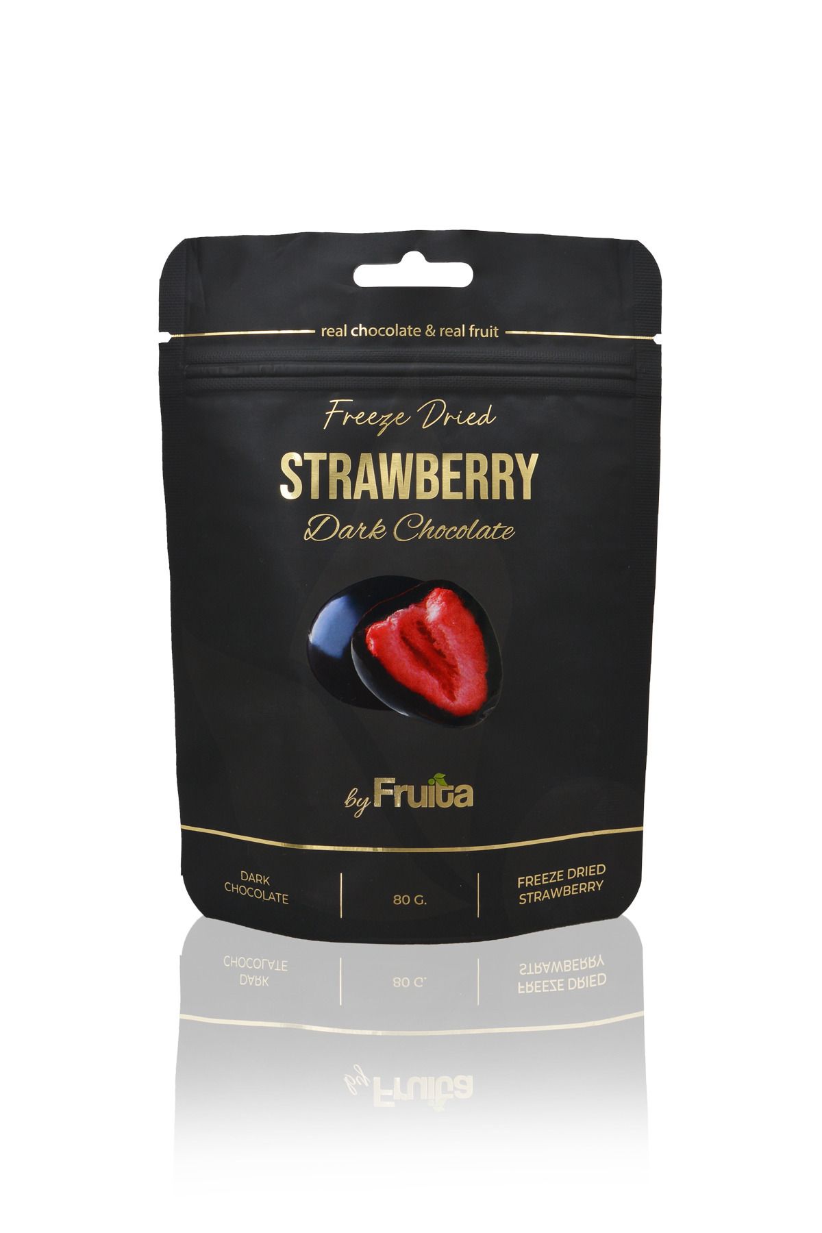 Fruita Bitter Çikolata Kaplı Çilek 80gr Dondurularak Kurutulmuş Katkısız Draje - Freeze Dried