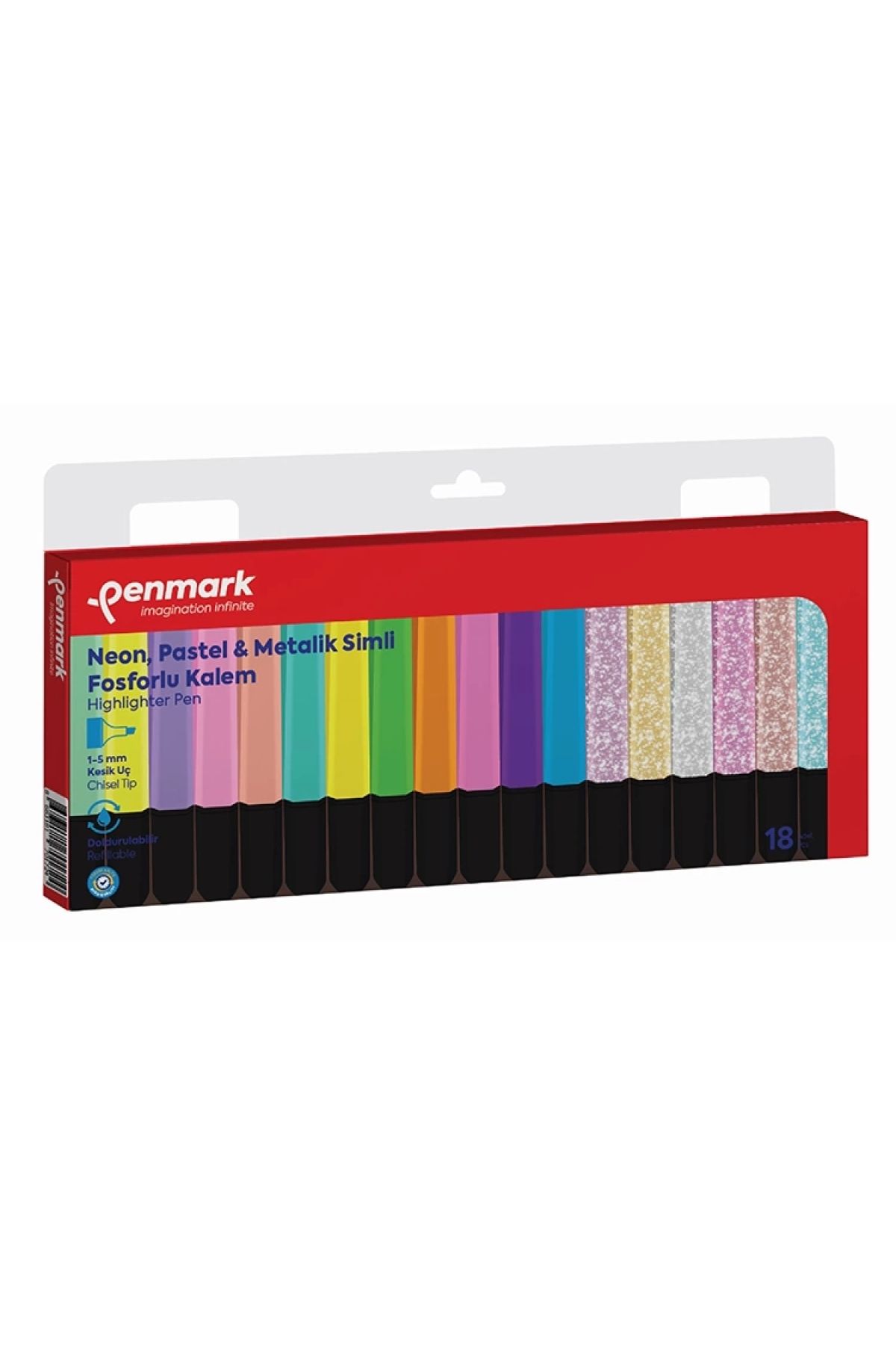 penmark Fosforlu Kalem (işaret Kalemi) 18 Li Karışık Renk 6 Neon + 6 Pastel + 6 Simli Hs50518nps