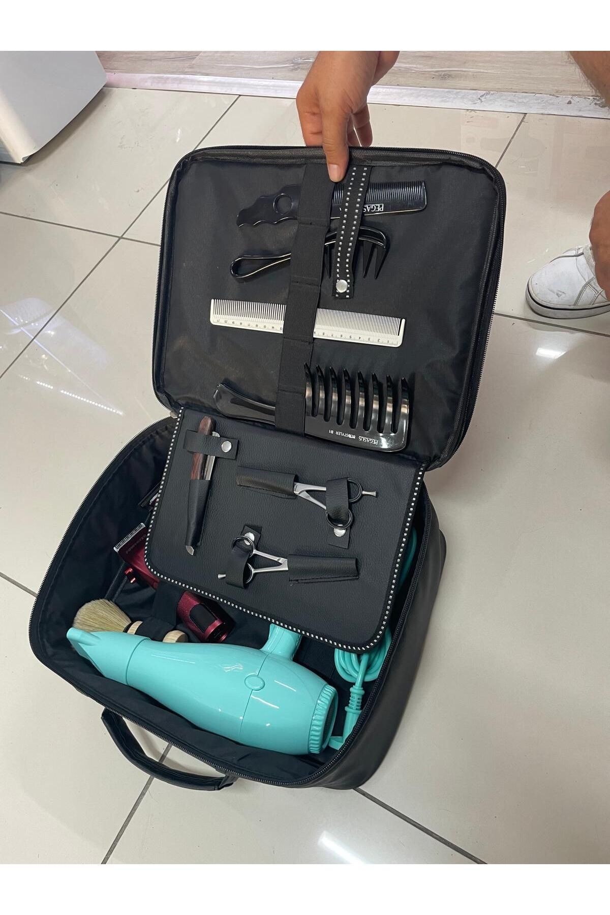 ZUU BAGS Kuaför Berber Deri Malzeme Çantası Siyah