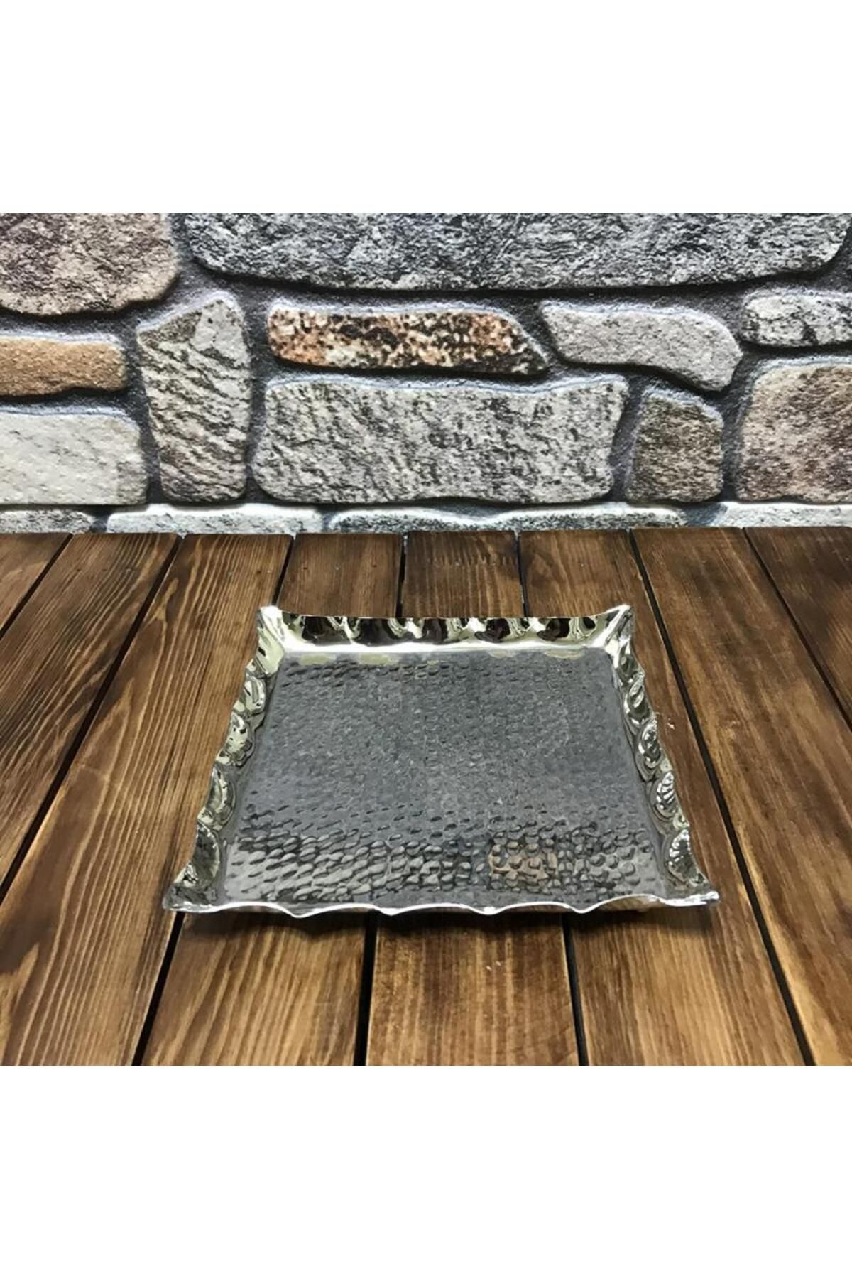 EFEMİR Dövme Bakır Kare Tepsi 20x20 cm