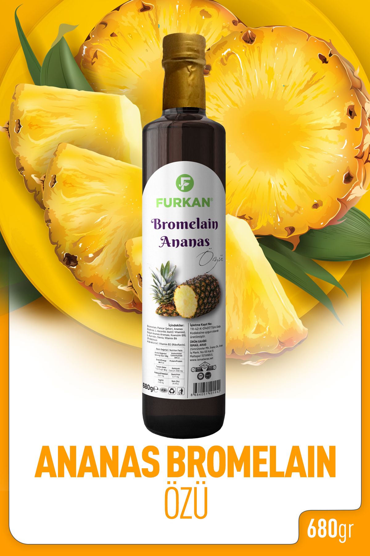 Furkan Doğal Ürünler Bromelian Ananas Özü 680 gr