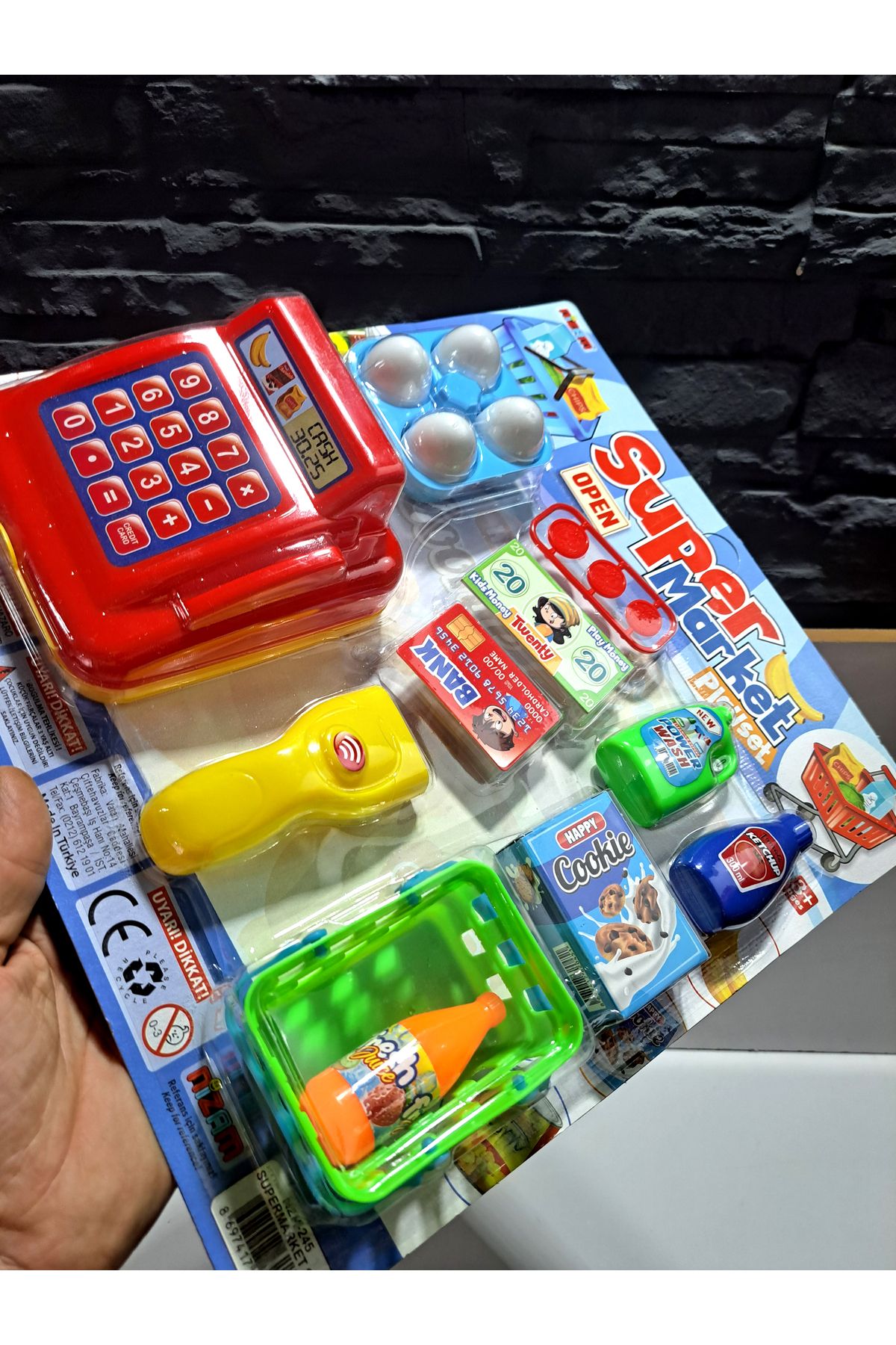 ALYTOYS OYUNCAK EVCİLİK OYUNU YAZAR KASALI 34X37cm 15parça yazar kasa para yumurta  market ürünleri