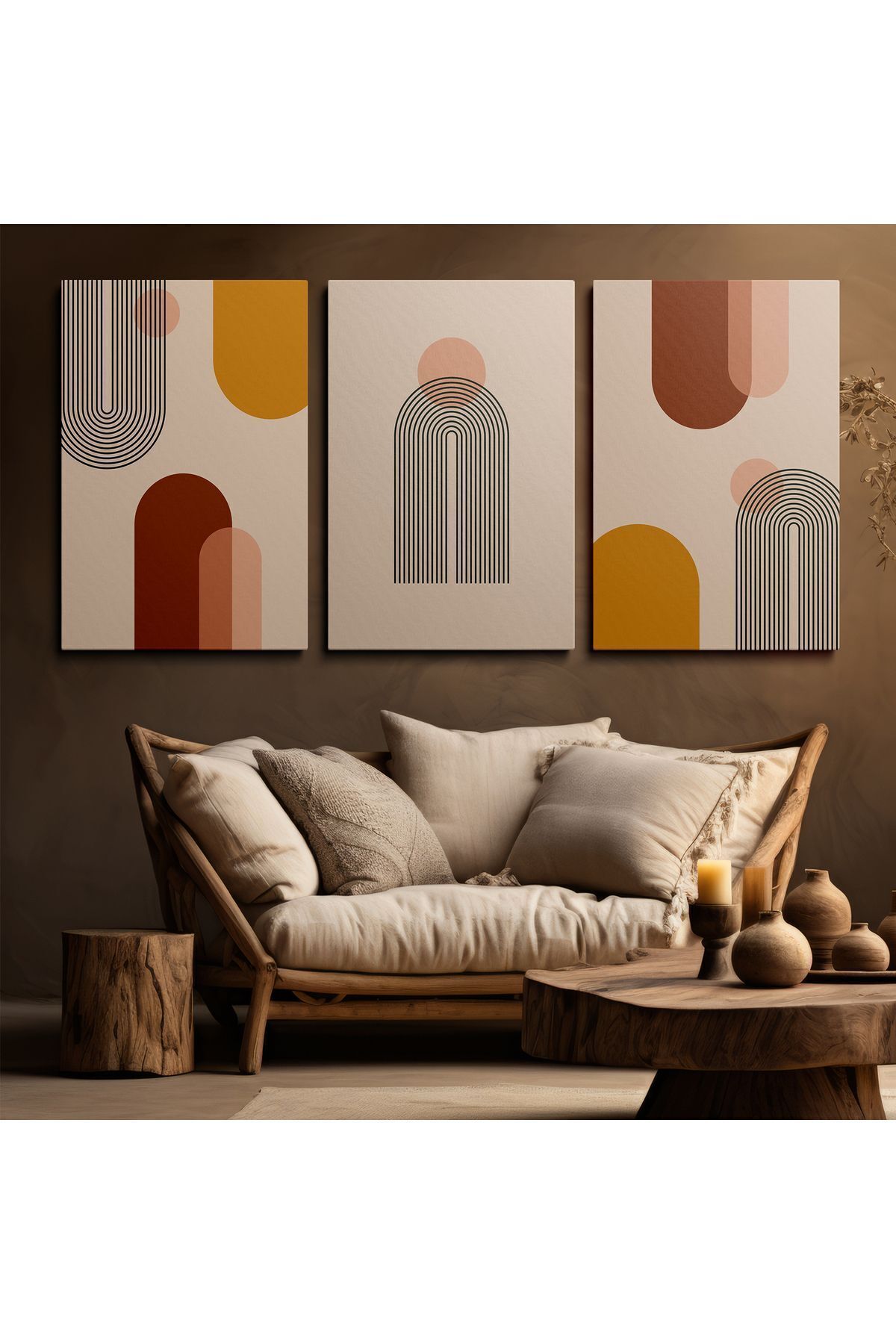 Limitless Design 3'lü Set Kanvas Duvar Tablosu Canvas Tablo Boho Klasik Modern Eu 195