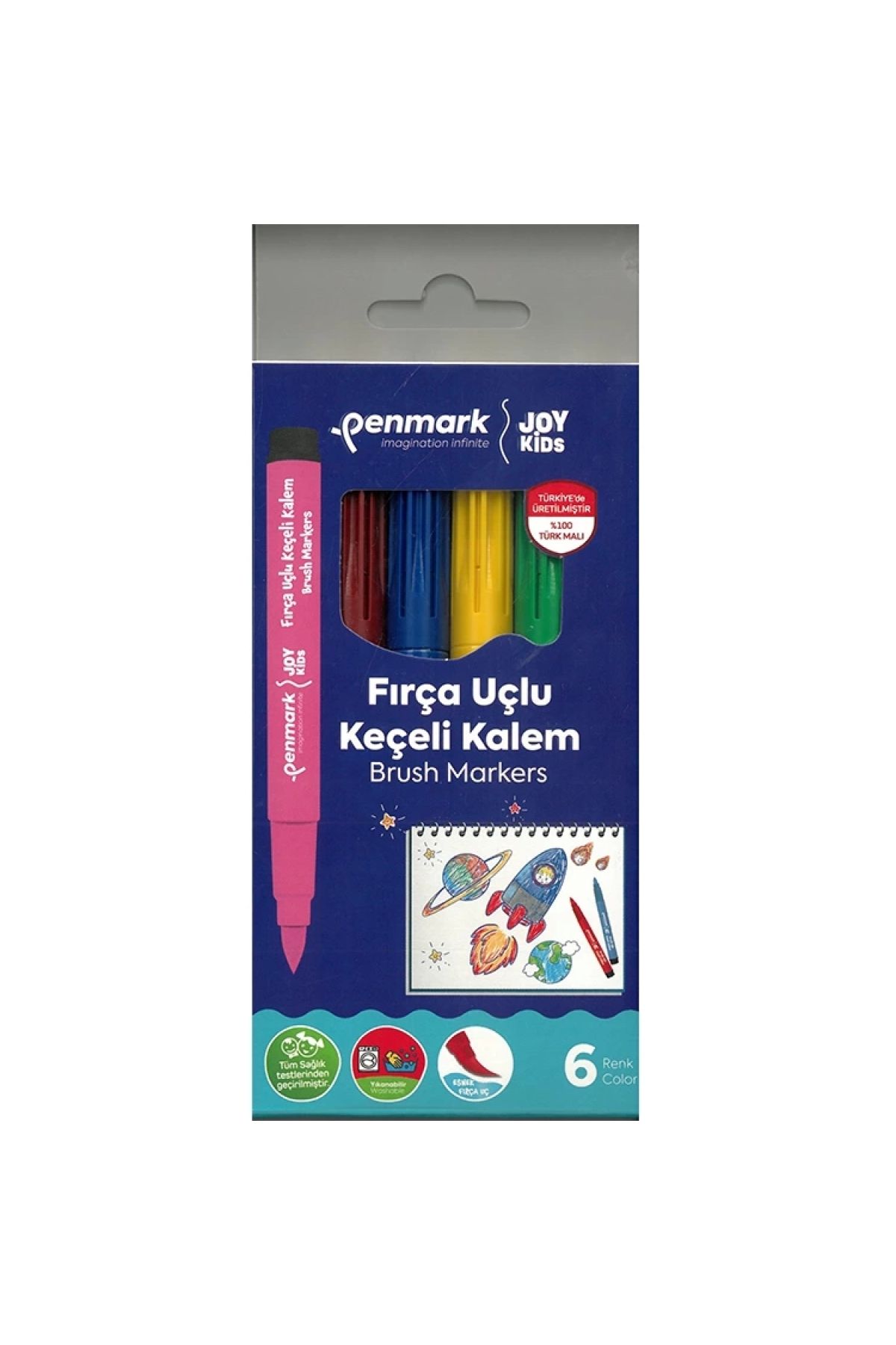 Penmark Süper Yıkanabilir Brush Uçlu Keçeli Kalem 6 Lı Set