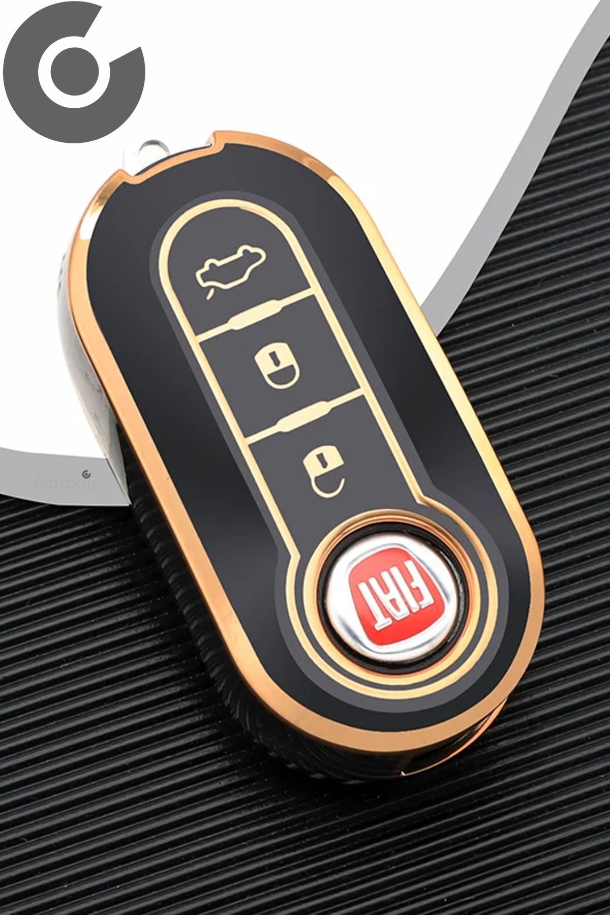 Alazpay Fiat 500 Doblo Fiorino Punto Ducato Bravo Panda TPU Anahtar Kılıfı (Siyah Gold)