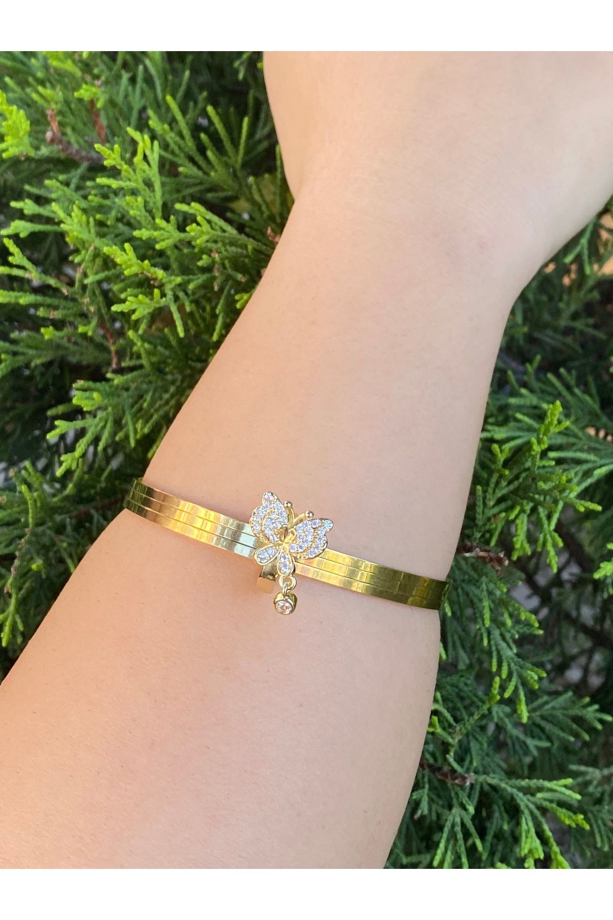 rosshine Ajda Bilezik Uyumlu Çelik Charm Taşlı Kelebek Model (BİLEZİK HARİÇ)