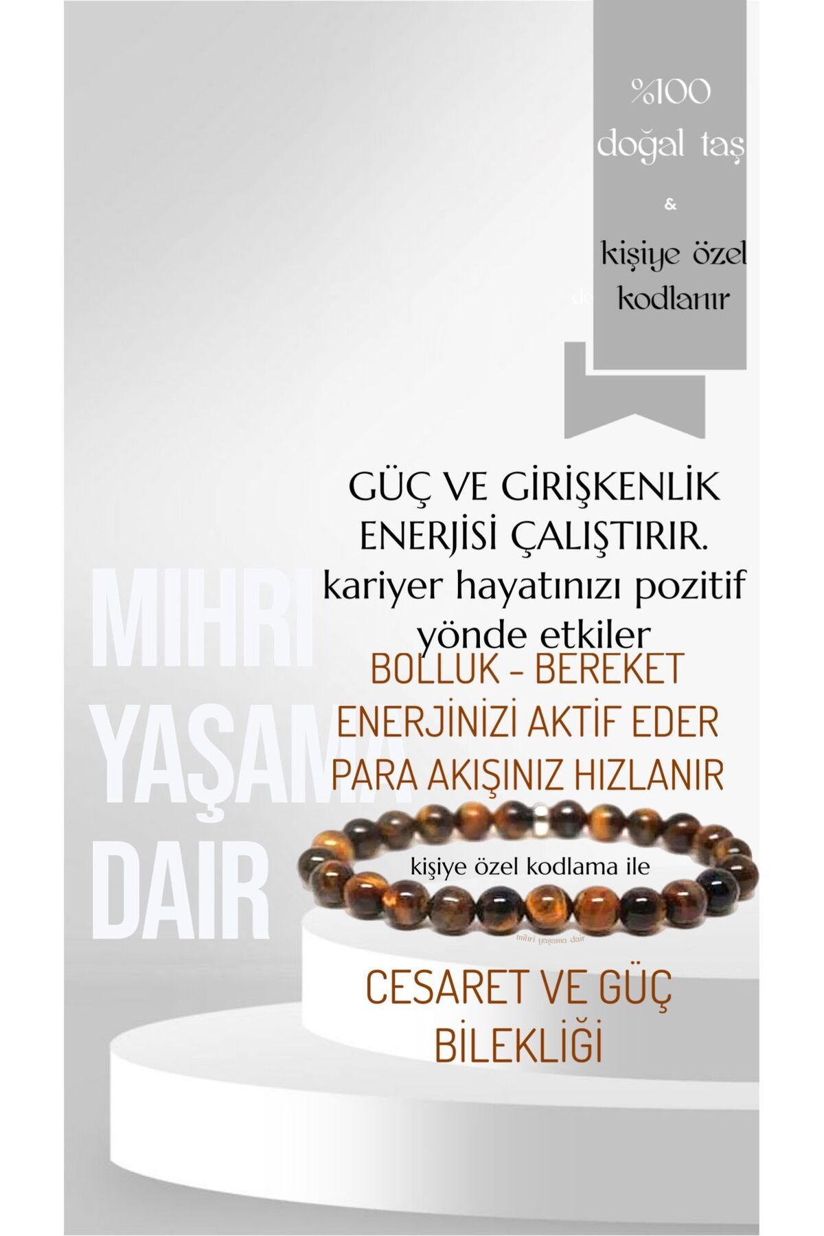 Doğal Taşlar Kaplan Gözü Taşlı (CESARET VE GÜC, BEREKET) Bileklik