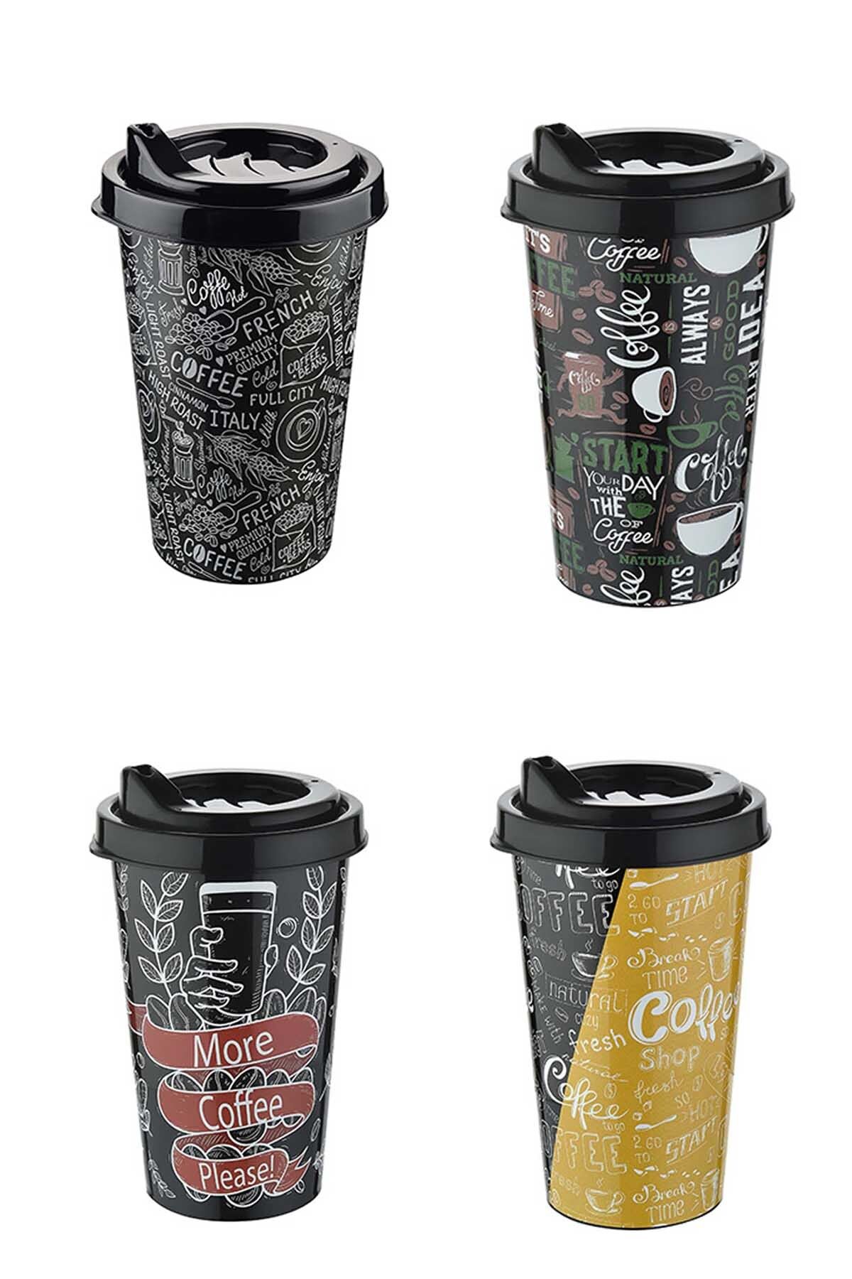Calke Kahve Bardağı - Çay Bardağı Kapaklı 400 Ml 4 Adet