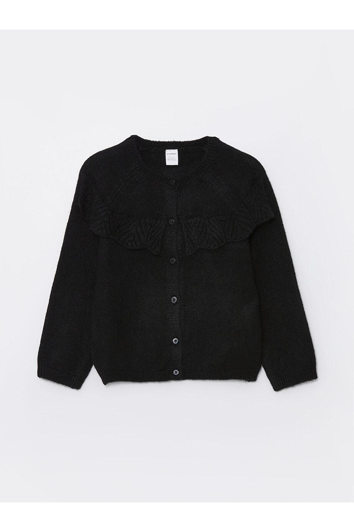 LC Waikiki LCW Kids Bisiklet Yaka Basic Kız Çocuk Hırka