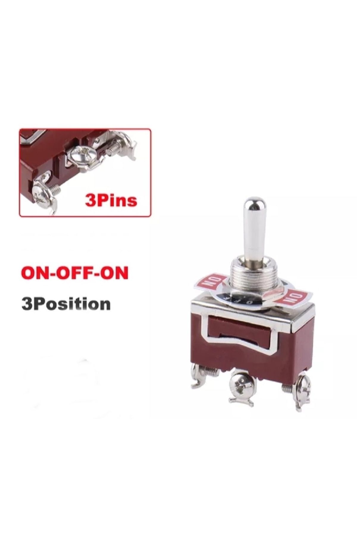 BuharaElektronik Toggle Switch 3P ON-OFF-ON Ø12mm