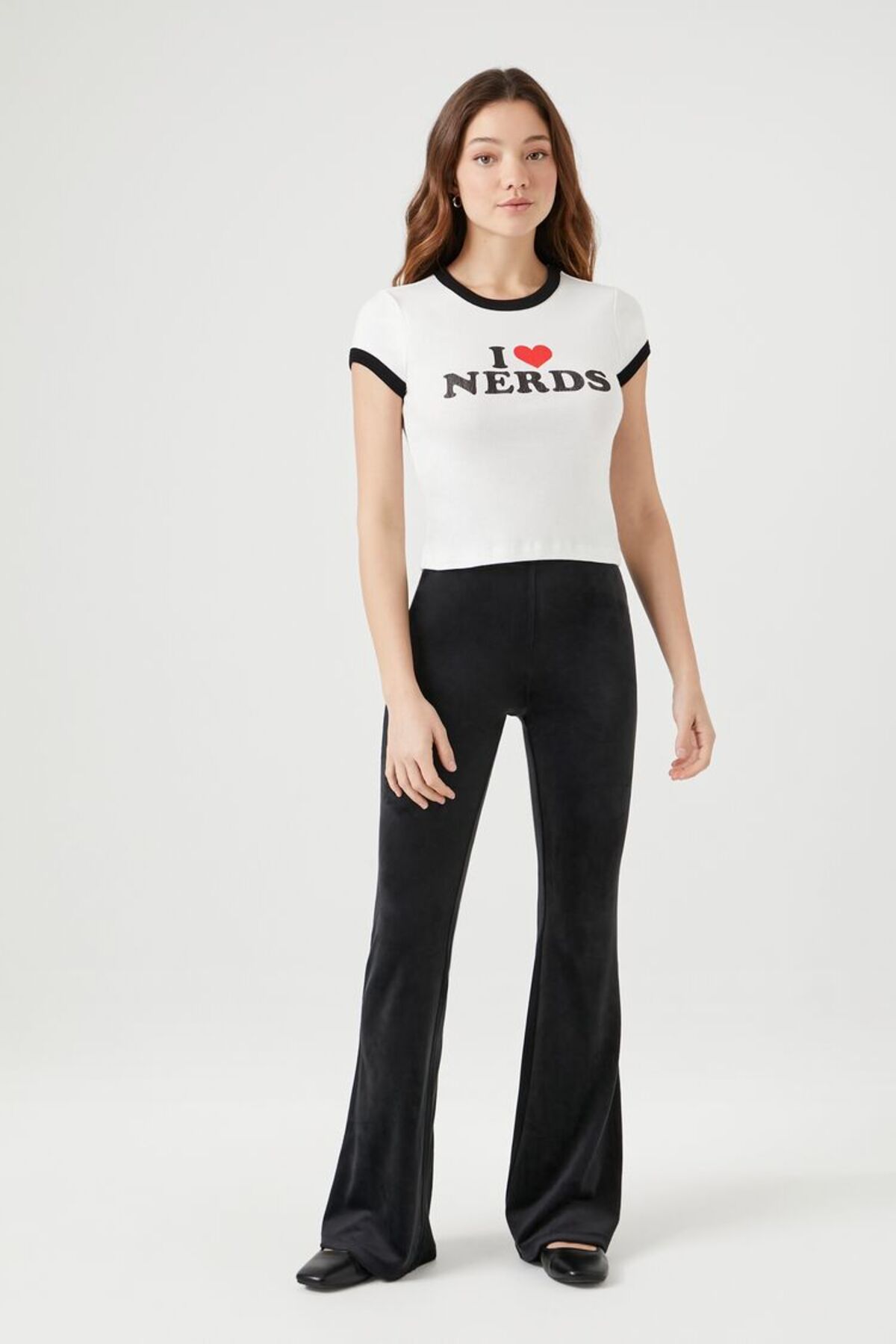 Forever 21 I Love Nerds Baskılı Baby Tee Tişört