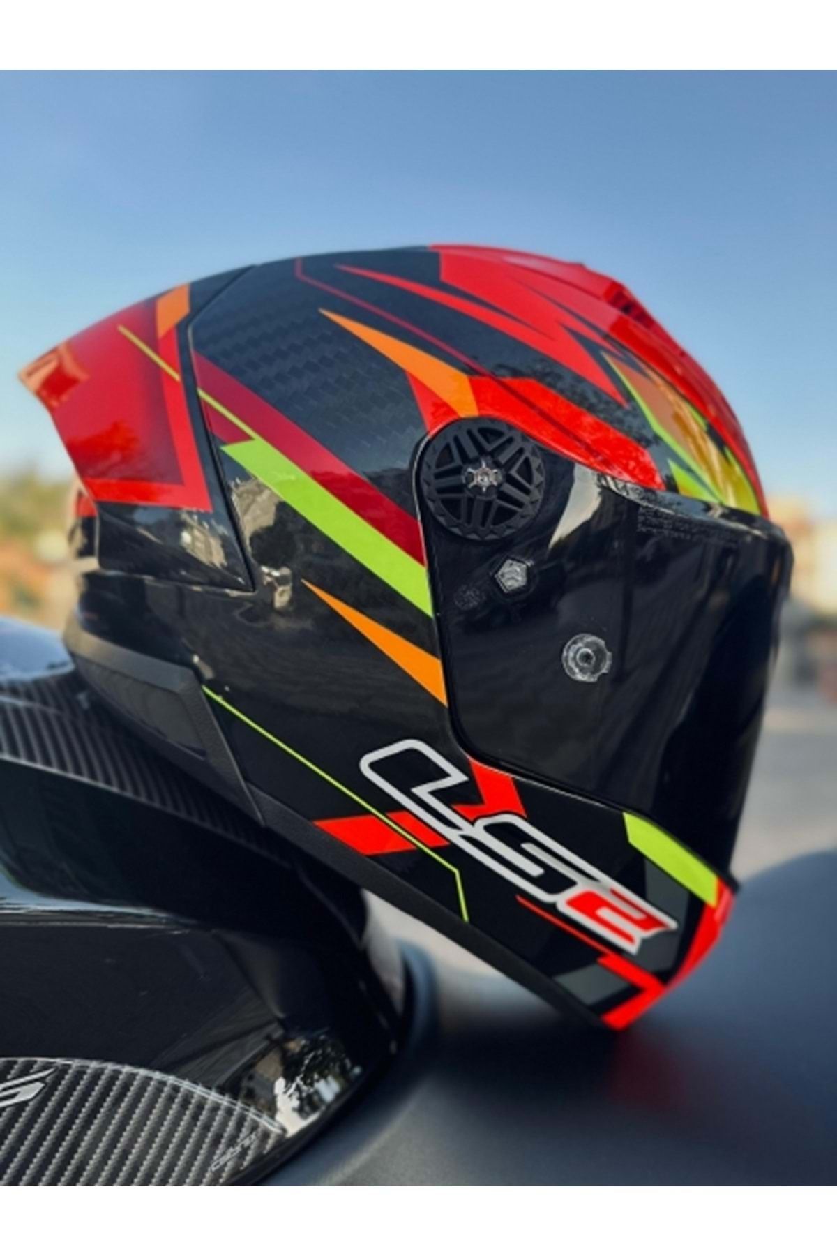 LS2 Thunder Karbon Gp Aero Fıre Kırmızı-siyah Kask
