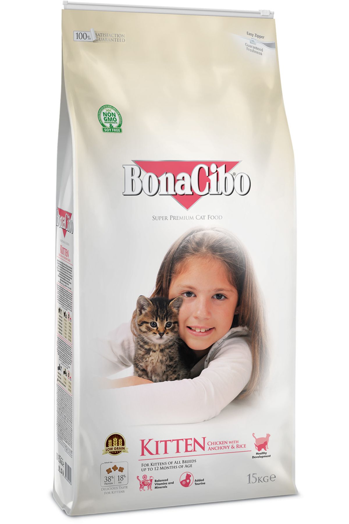 BonaCibo Kitten 15 Kg Tavuklu (Hamsi ve Pirinç eşliğinde) Yavru Kedi Maması