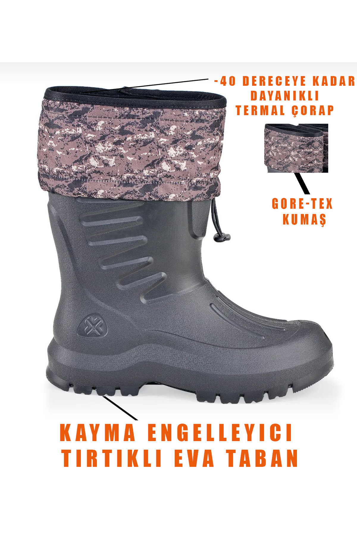 Prosheck Erkek Siyah Su Geçirmez Çoraplı Çizme