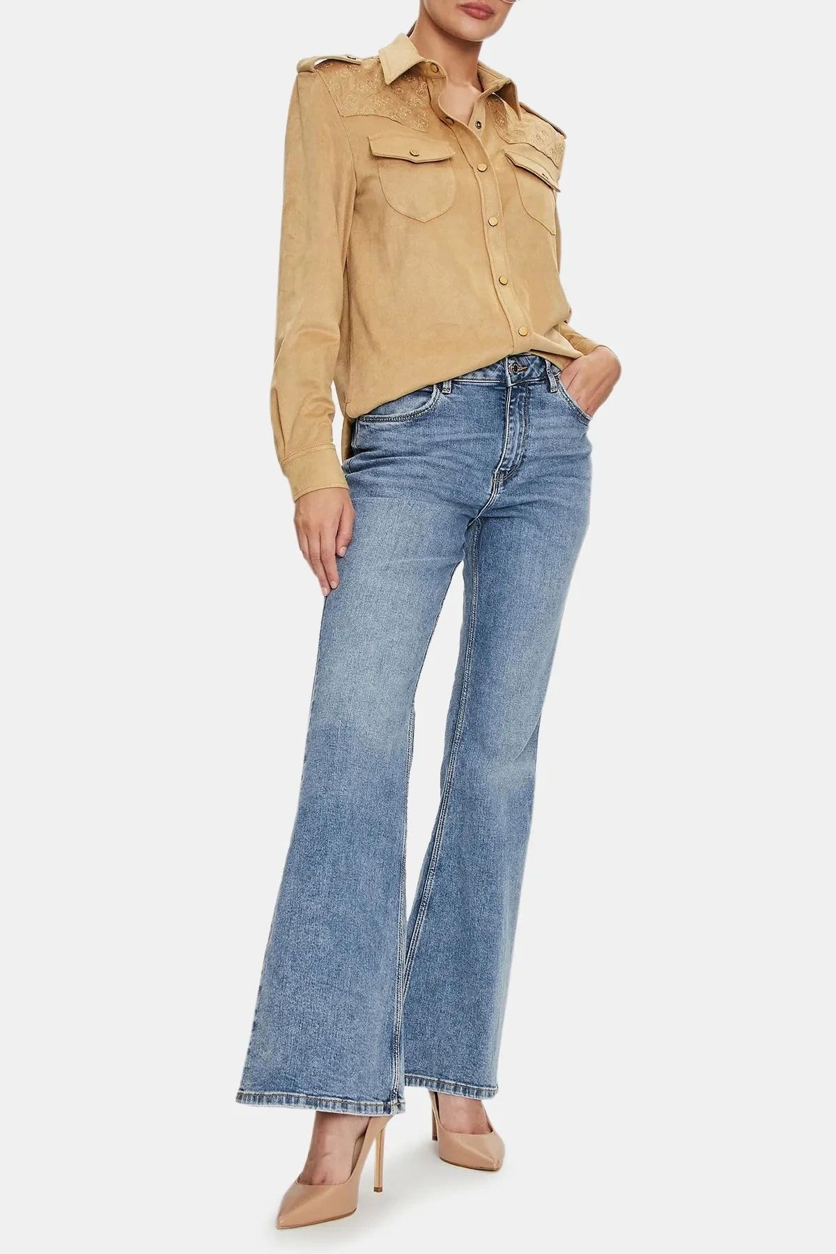 Guess Ls Margot Logolu Slim Fit Gömlek W4YH0CWG6T0  GÖMLEK W4YH0C WG6T0 F1AT