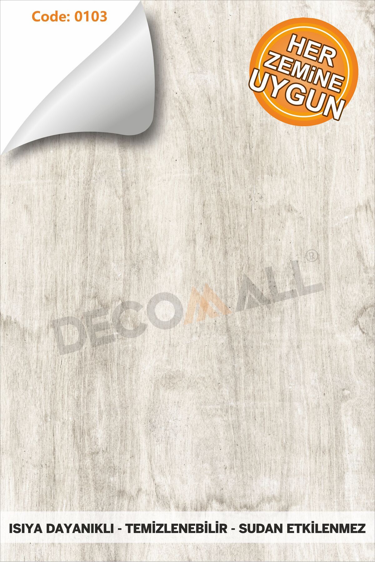 DECOMALL Code 103 Suya Dayanıklı Mutfak Banyo Zemin Mermer Mobilya Fayans Yapışkanlı Folyo Kaplama