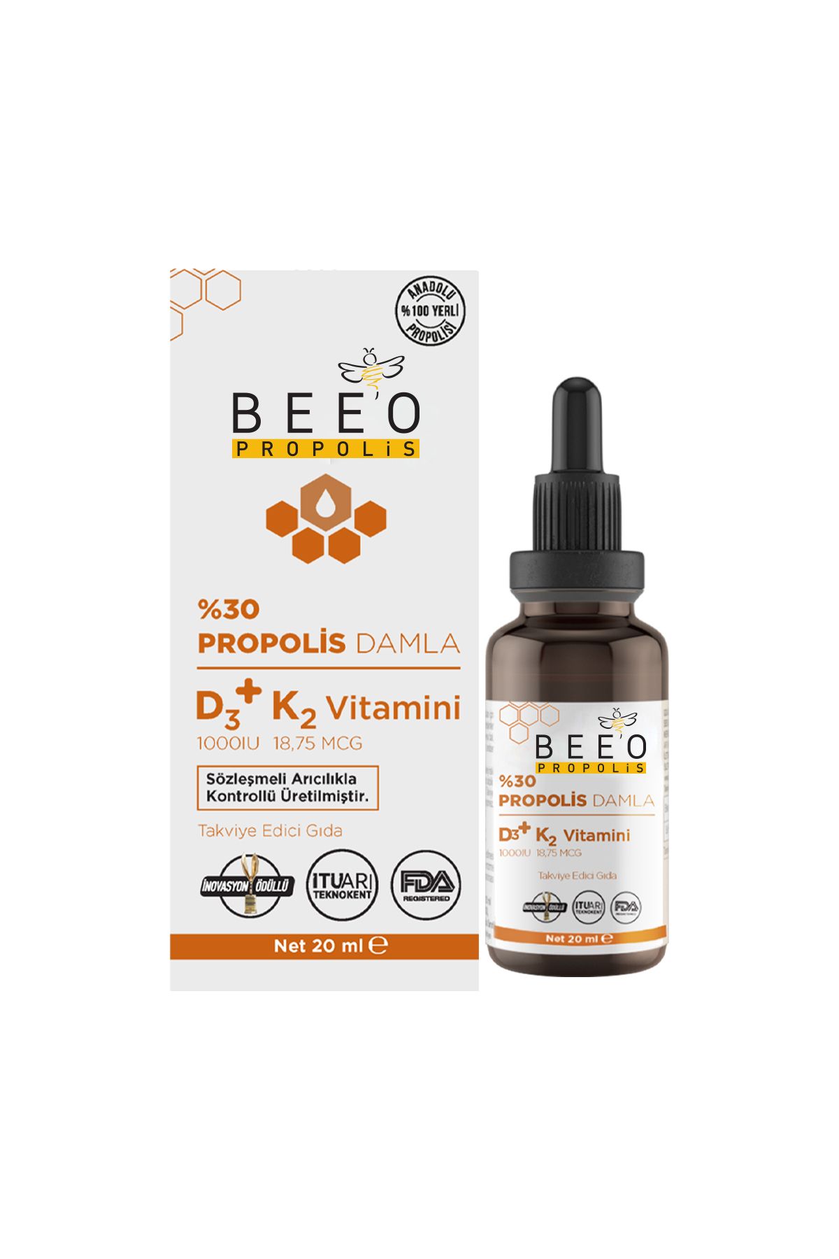 Bee'o Up Up Propolis D3+k2 Damla