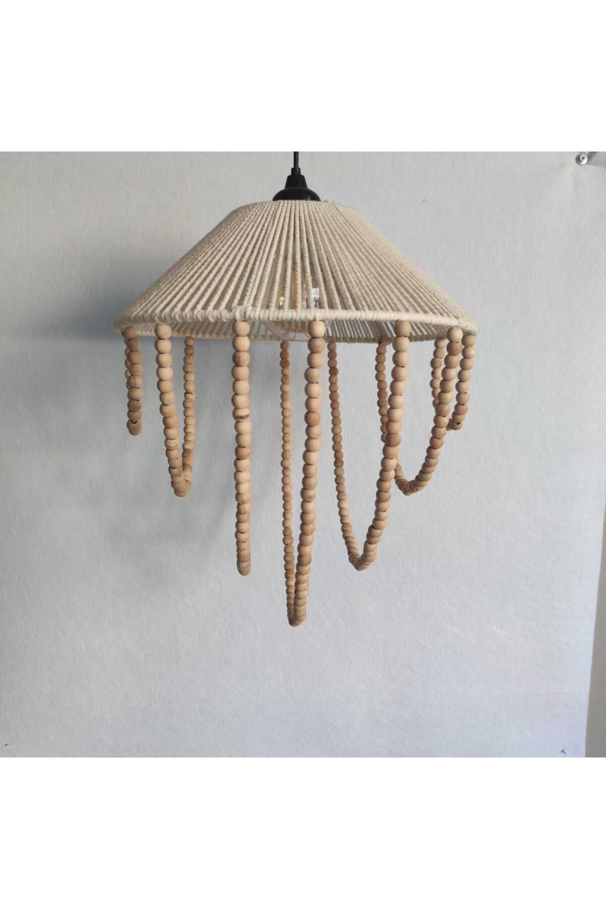 luminart LUMİNART bohem boncuklu avize el yapımı salaş avize rattan avize