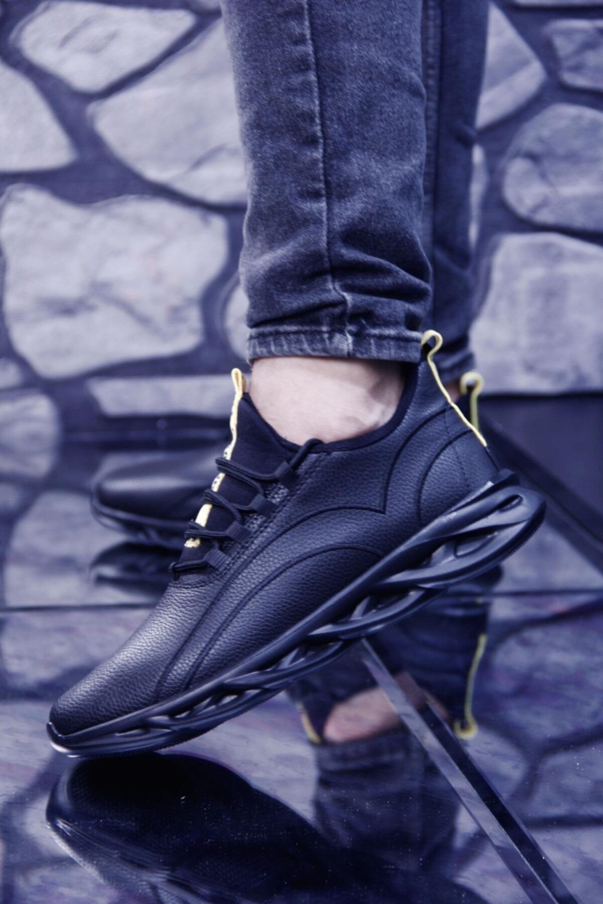 bigport Hafif ve Esnek Tabanlı Rahat Giyimli Suya Dayanıklı Erkek Spor Ayakkabı Siyah