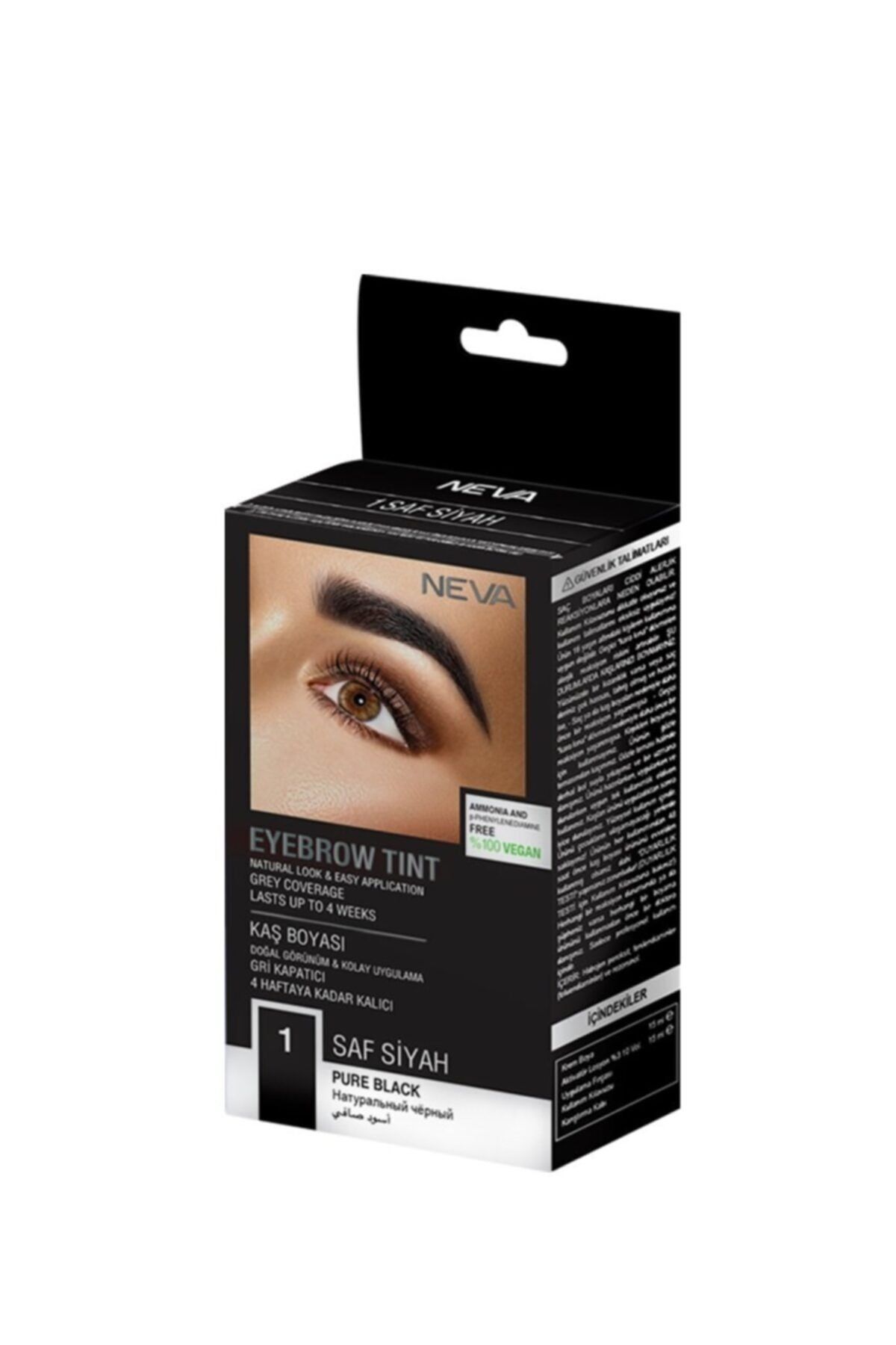 Genel Markalar Fırsat Ayı Neva Eyebrow Tint Kaş Boyası Seti 1.0 Saf Siyah %100 Vegan