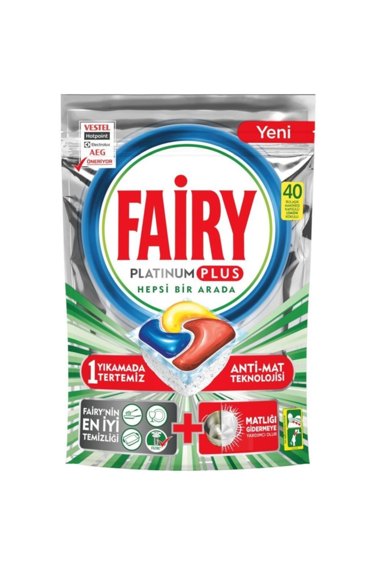 Fairy Platinum Plus 40 Yıkama Bulaşık Makinesi Deterjanı Kapsülü