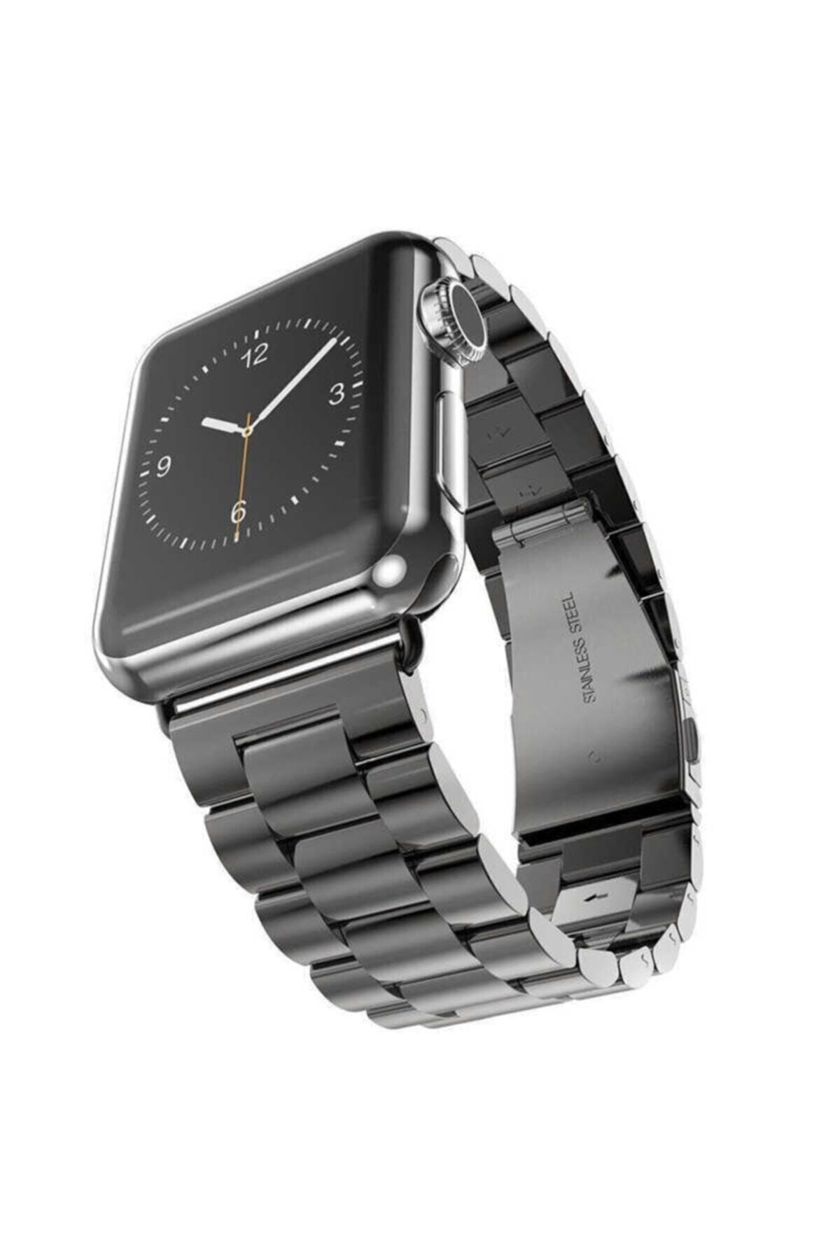 Apple Siyah Çelik Klipsli Metal Kordon Watch 2 3 4 5 40 Mm Uyumlu